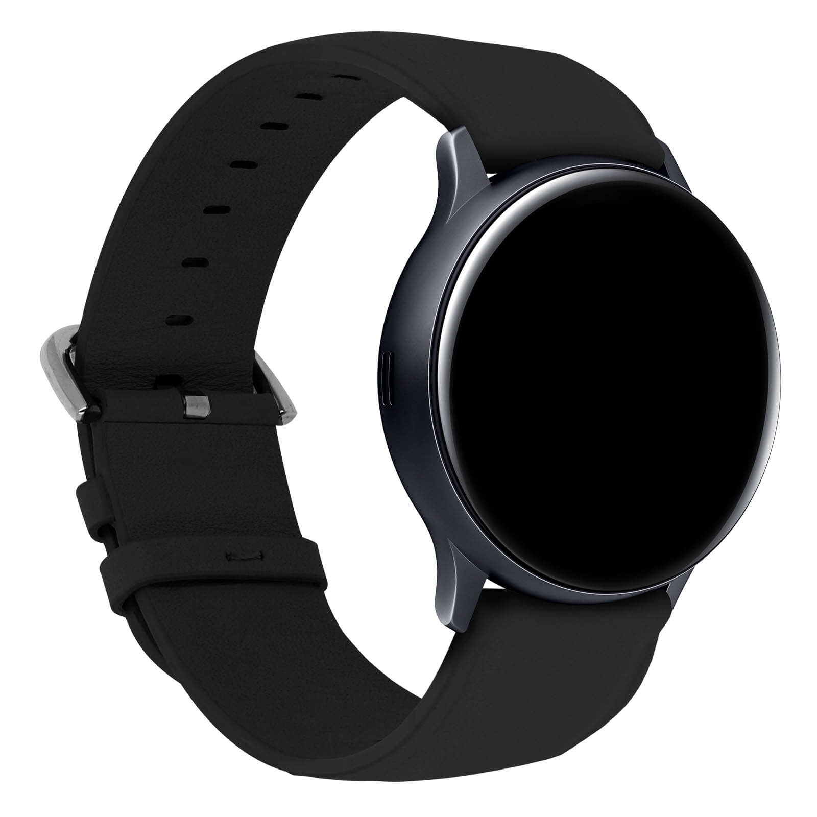 Bracelet Galaxy Watch Active 2 44mm aspect Cuir Lisse Noir Francais