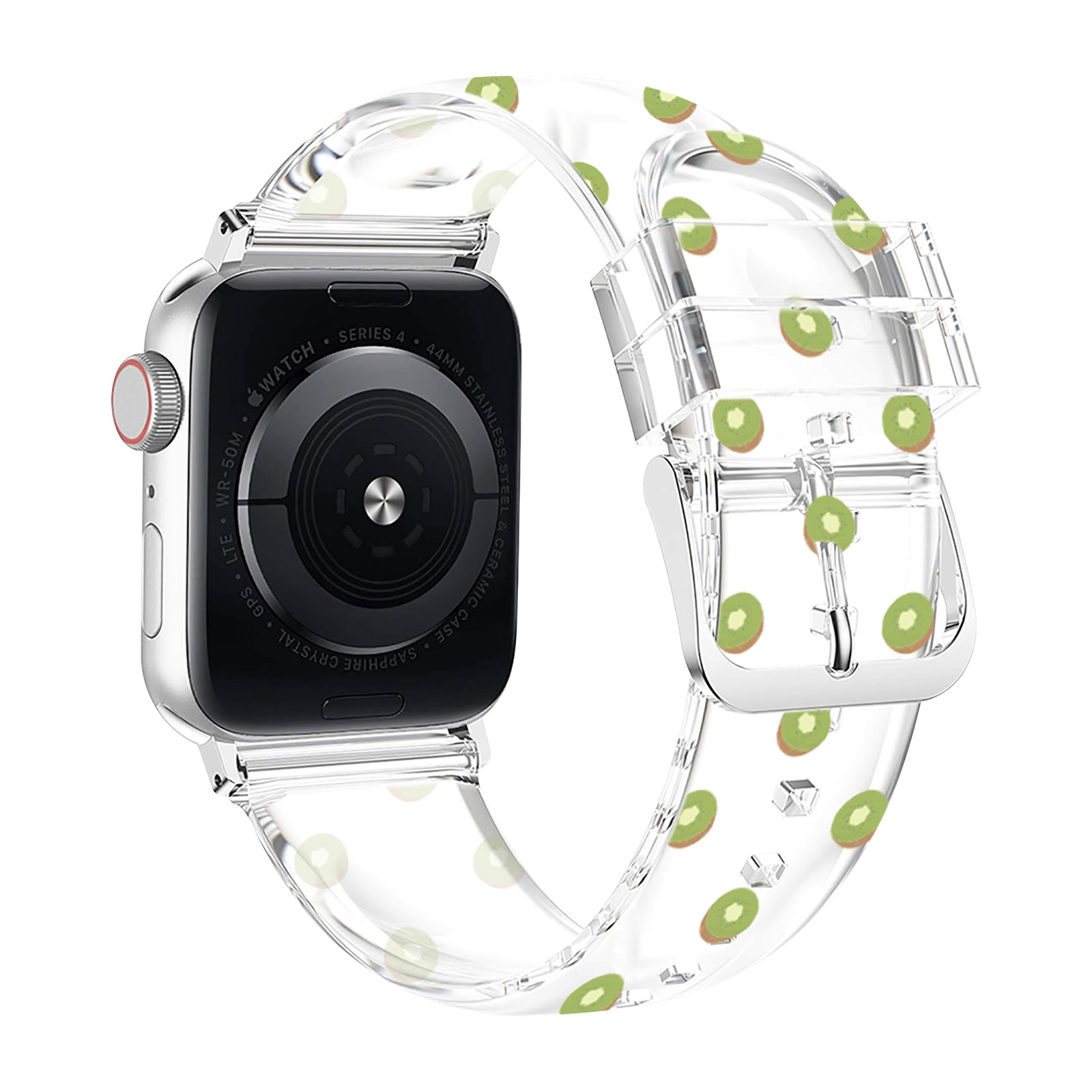 Apple Watch 41mm 40mm 38 mm transparentes Ersatzarmband mit Kiwi Motiv German