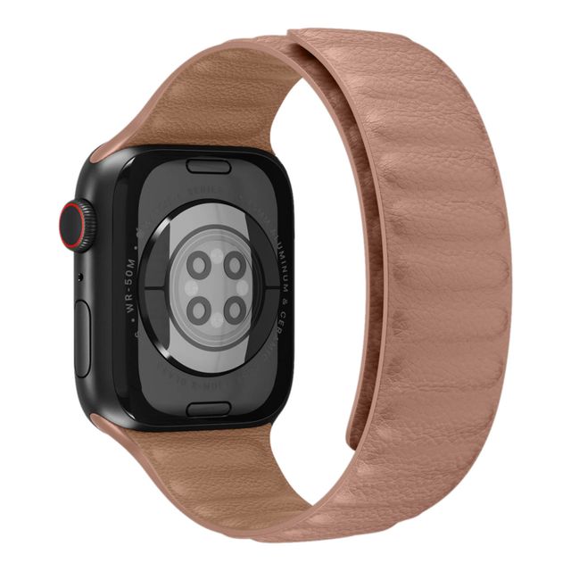 Bracelet Apple Watch Séries 1 à 8, Ultra et SE, Simili Cuir avec Fermeture Magnétique Marron