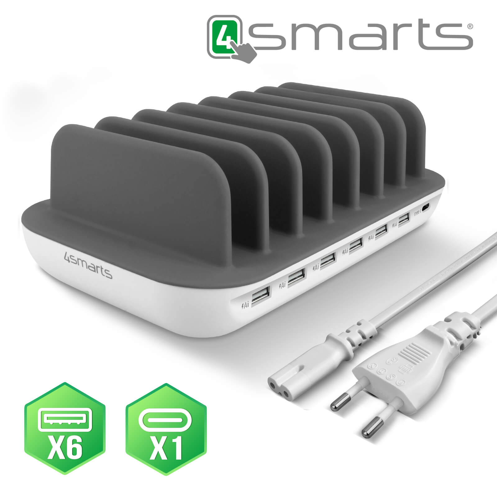 Base de carga multidispositivo 6 puertos USB y 1 puerto USB tipo C