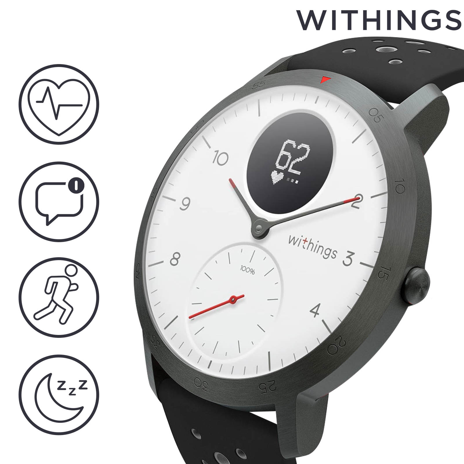 Montre connectée hybride Withings Steel HR - 40 mm