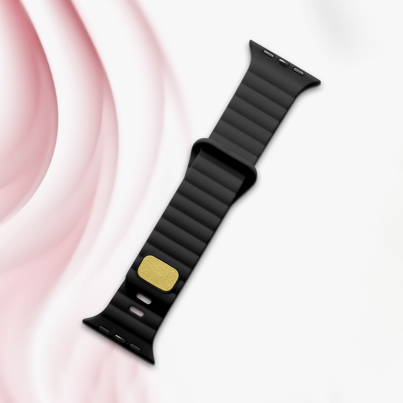 Bracelet Apple Watch Séries 1 à 8 et SE, Silicone Souple et Réglable - Noir  - Français