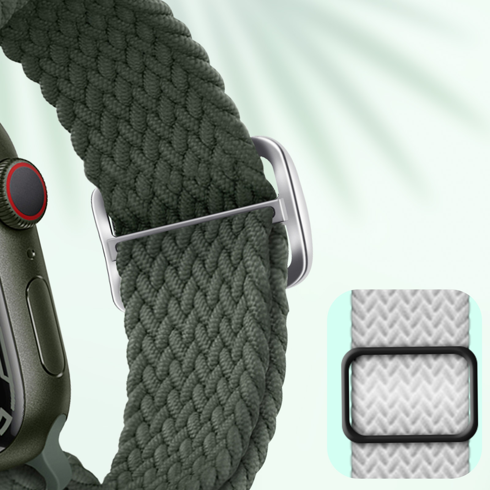 Cinturino per Apple Watch 49 mm / 45 mm / 44 mm e 42 mm, nylon intrecciato  con fibbia - verde - Italiano