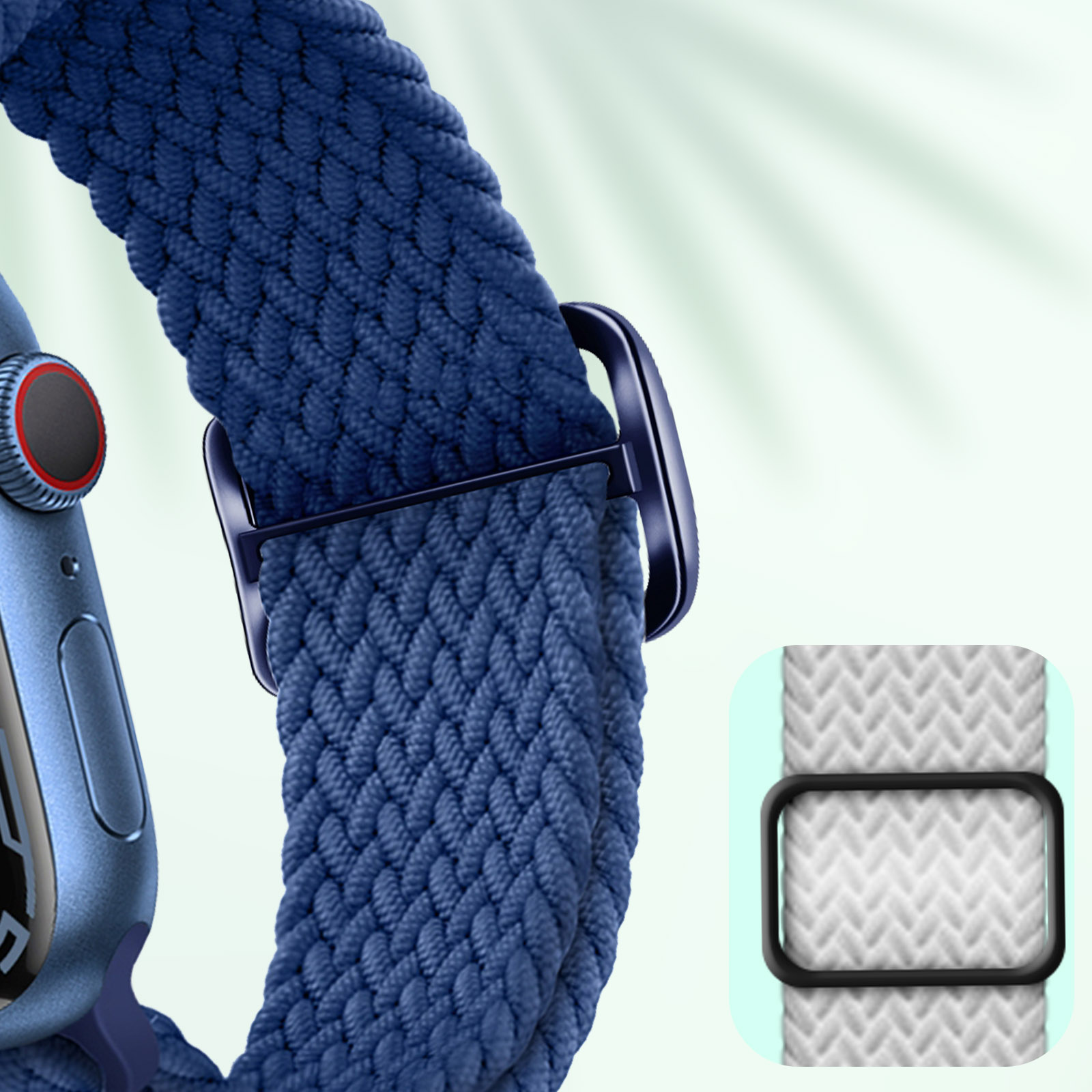 Bracelet Apple Watch Séries 1 à 8, Ultra et SE, en Nylon Tressé avec Boucle  - Bleu Nuit - Français
