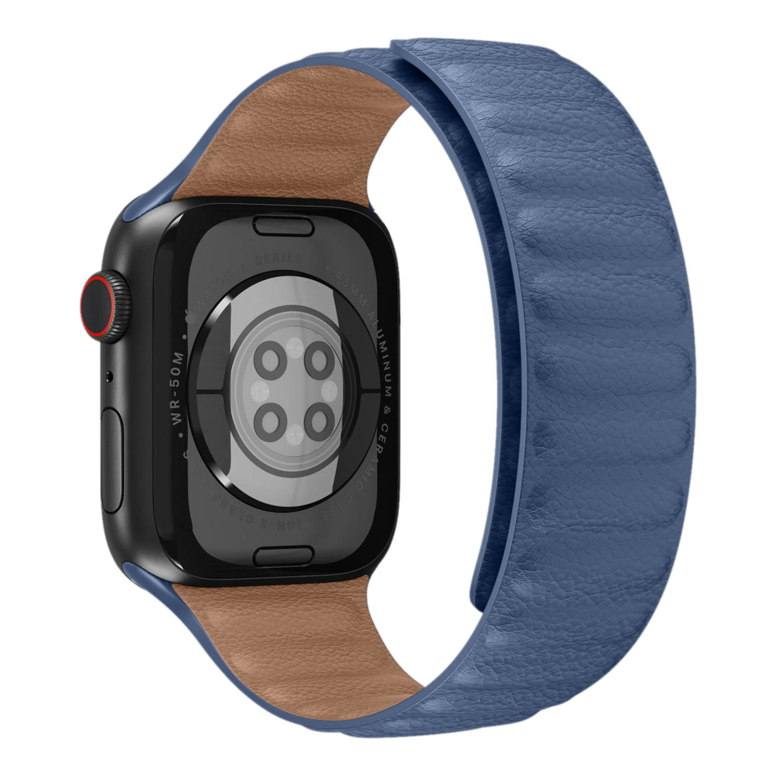 Bracelet Apple Watch Séries 1 à 8, Ultra et SE, simili Cuir avec Fermeture Magnétique Bleu