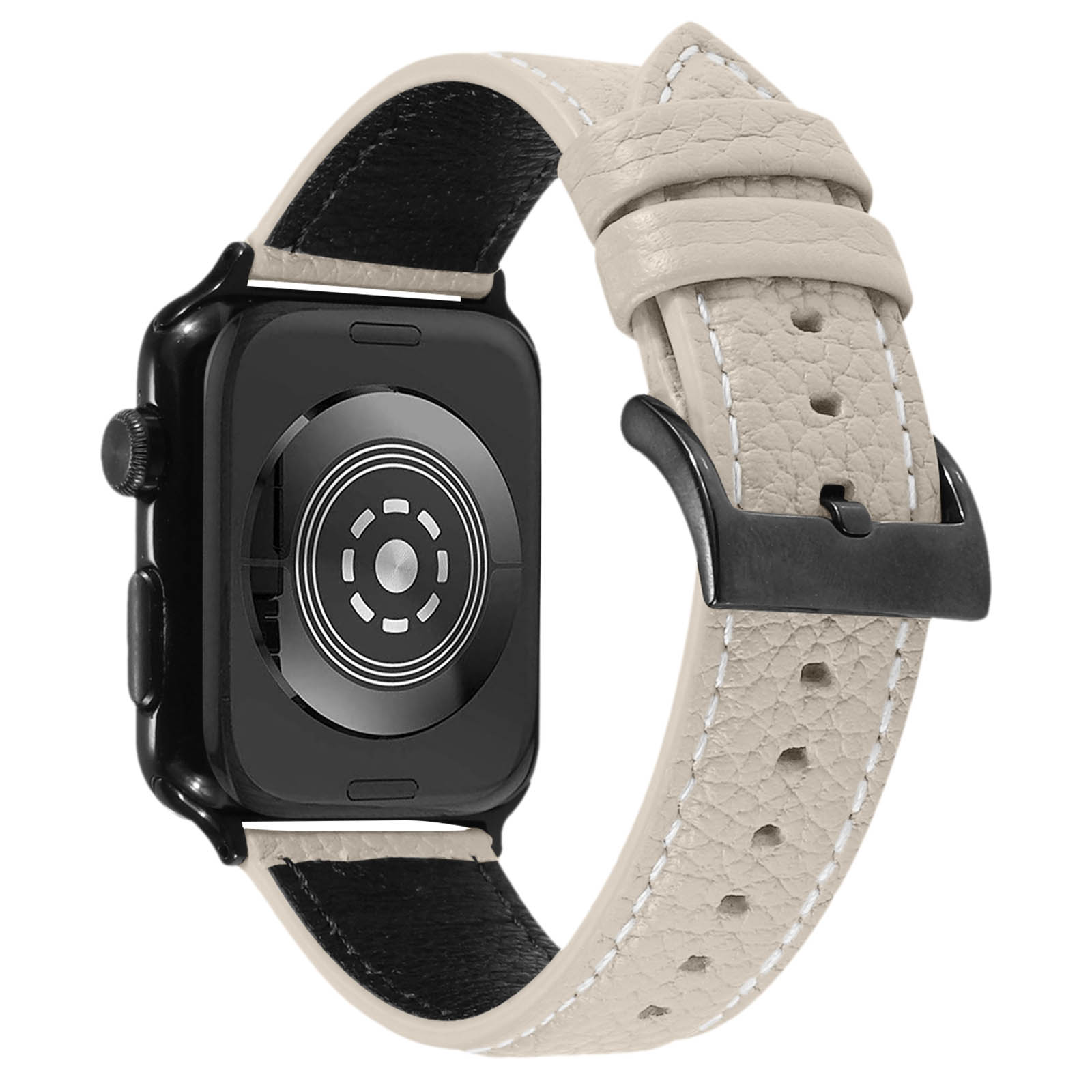 Pulseira de Couro para Apple Watch 45mm 44mm 42mm 49mm (Branco)