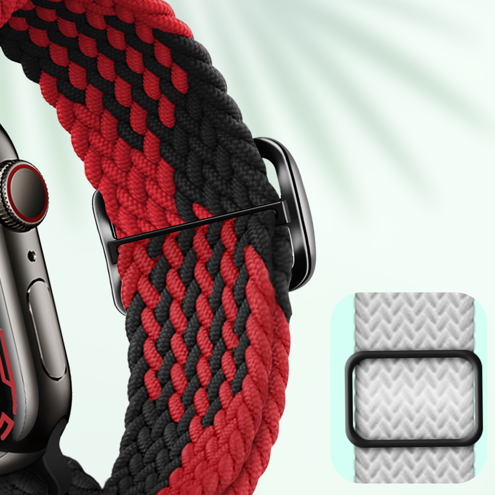 Avizar Bracelet pour Apple Watch 41mm et 40mm et 38 mm Nylon Tressé  Ajustable par Boucle Métallique noir et rouge - Accessoires montre et  bracelet - LDLC