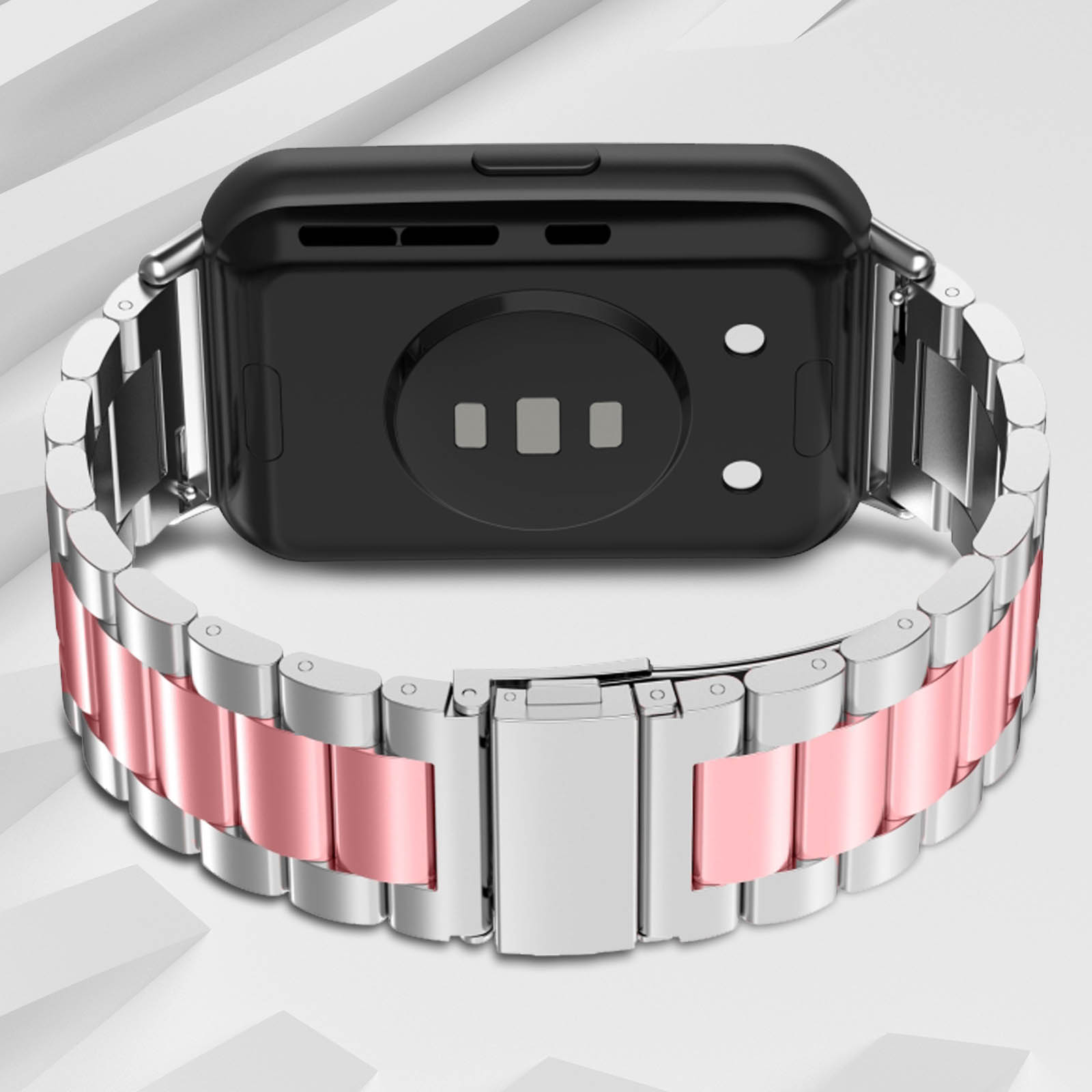 Correa para Huawei Watch Fit 2, en Acero inoxidable – rosa / plata - Spain