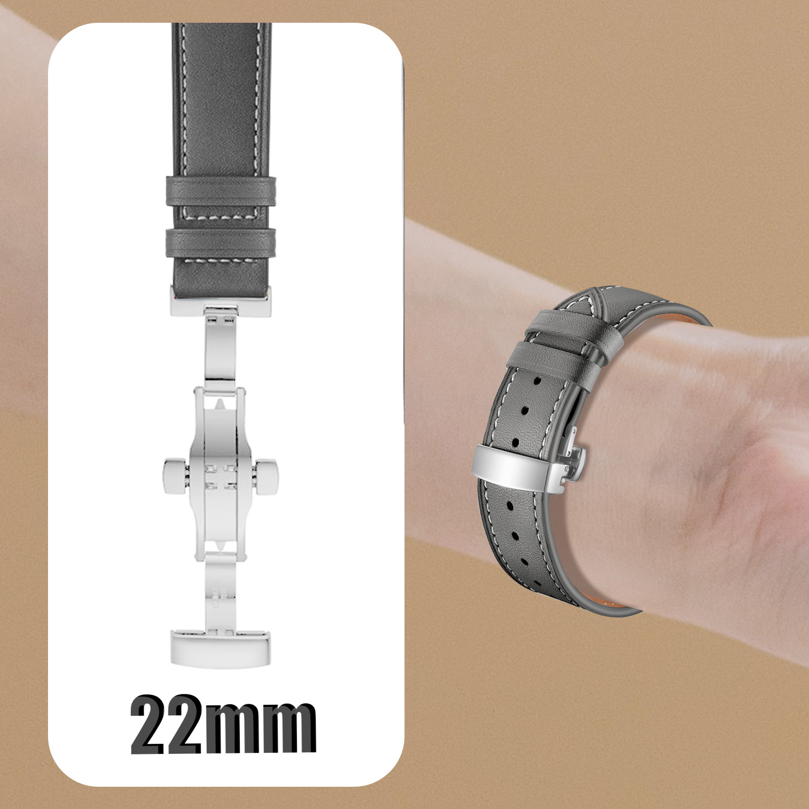 Bracelet en cuir 20mm 22mm pour Samsung Galaxy watch 5/5 pro