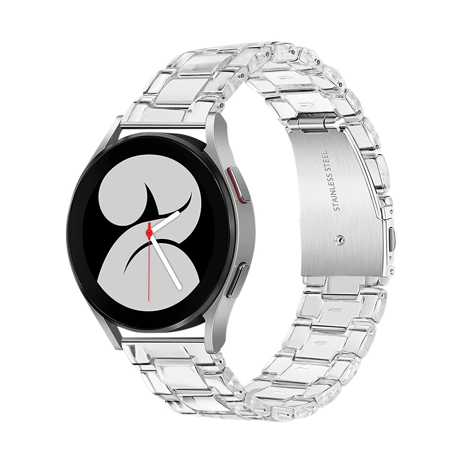 Bracelet de Montre Samsung Galaxy Watch 4 Classic / Watch 4 / 5 et 5 Pro  avec Fermoir Métallique - Blanc - Français