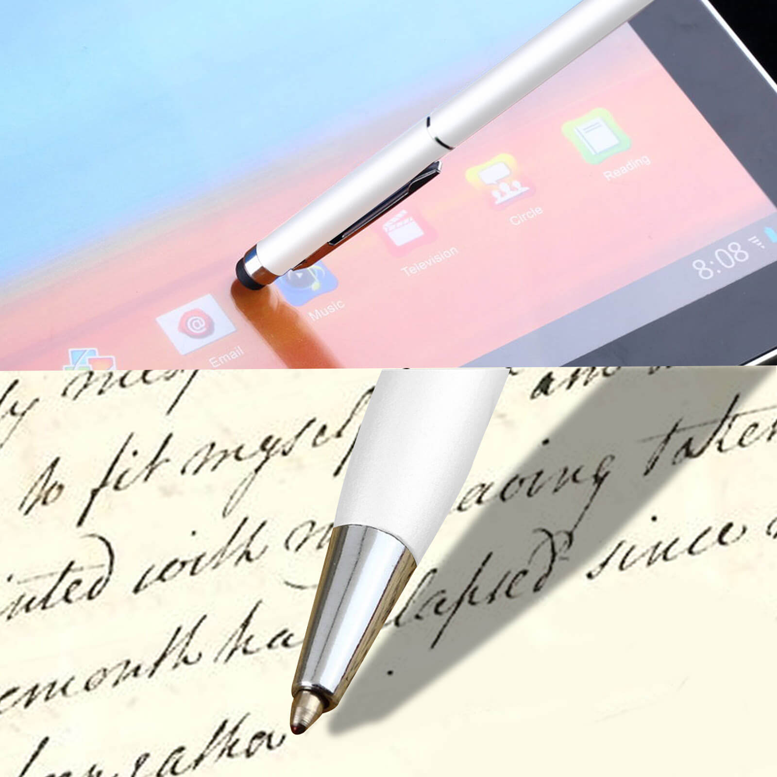 Penna touch screen 2 in 1 e Penna a Sfera - bianco per Tablet, Smartphone -  Italiano