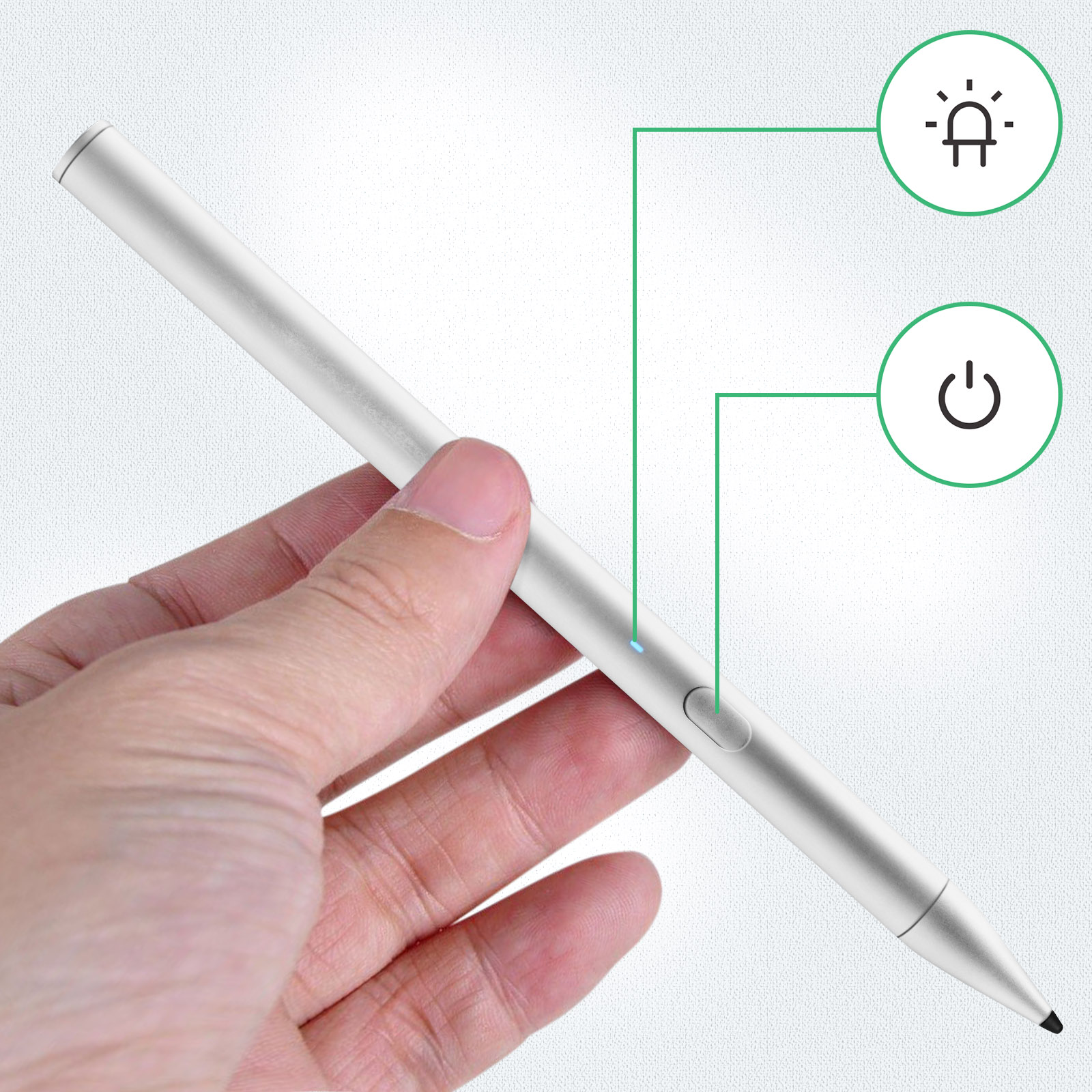 Penna touch per iPad, ad alta precisione con reiezione del palmo,  ricaricabile - bianca - Italiano