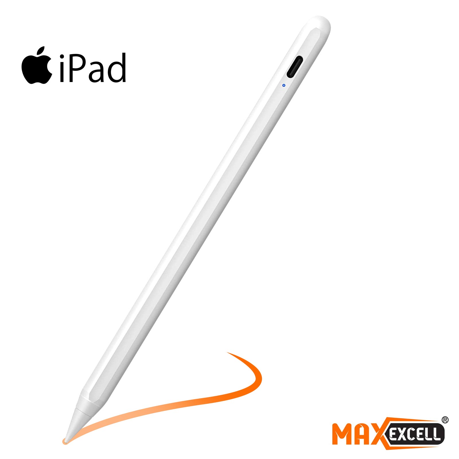 Stylet pour iPad avec rejet de paume et fixation magnétique, Max excell -  Blanc - Français