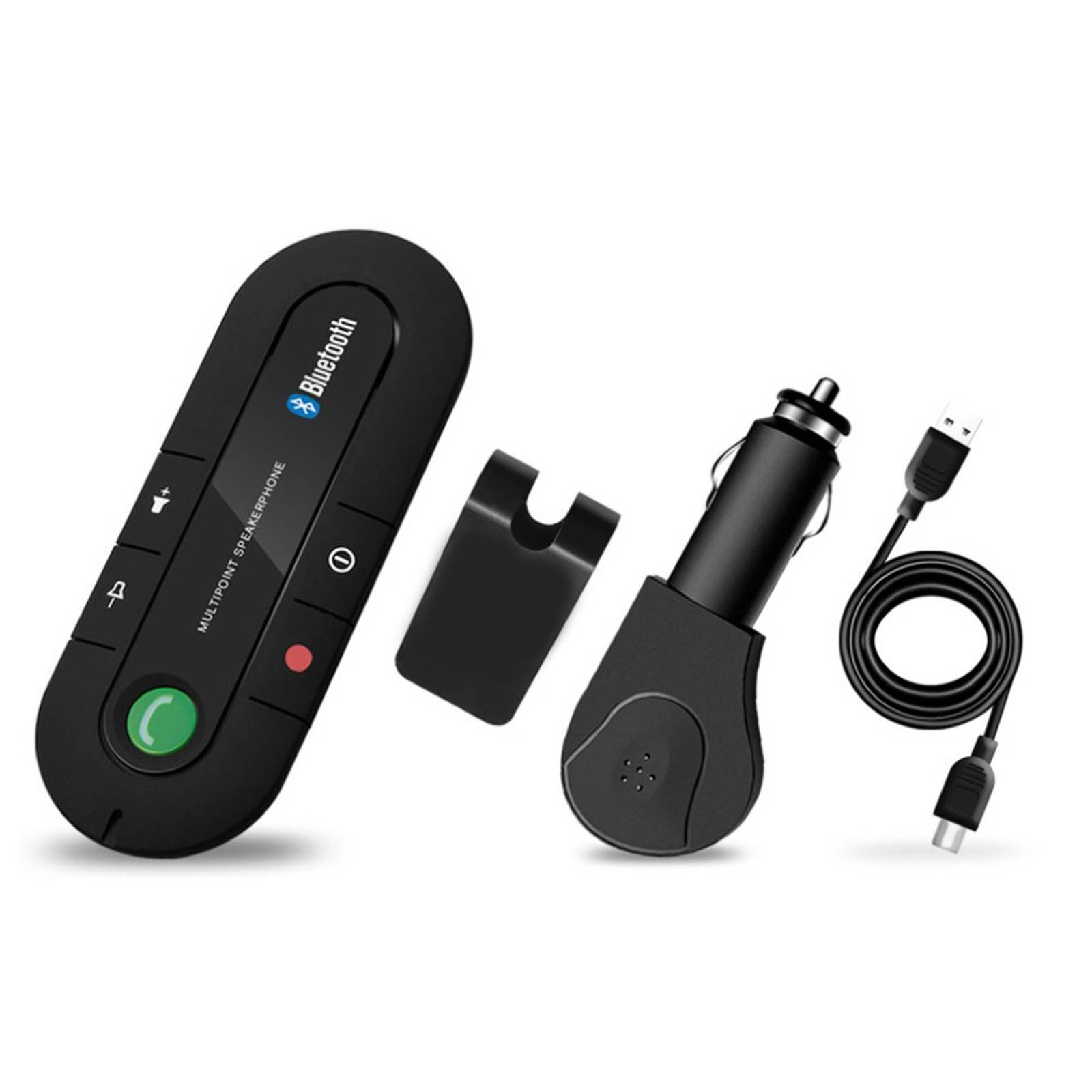 Kit main-libre Bluetooth voiture, Connexion Multipoint 2 Smartphones - Noir  - Français