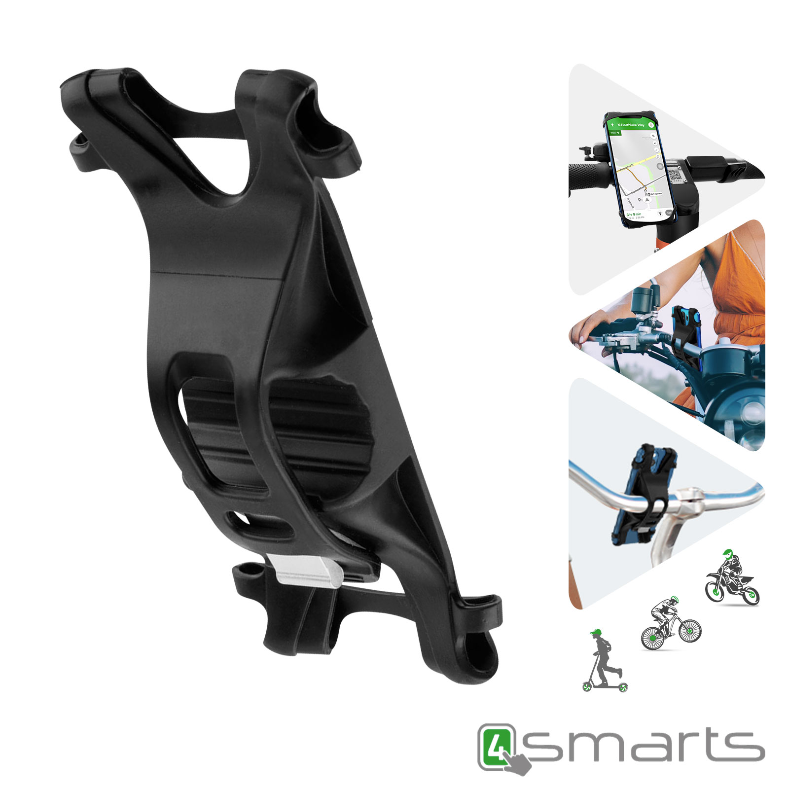 Support de téléphone de moto de moto rotation à 360 °, support de téléphone  de vélo anti-vibration en aluminium universel, Sma