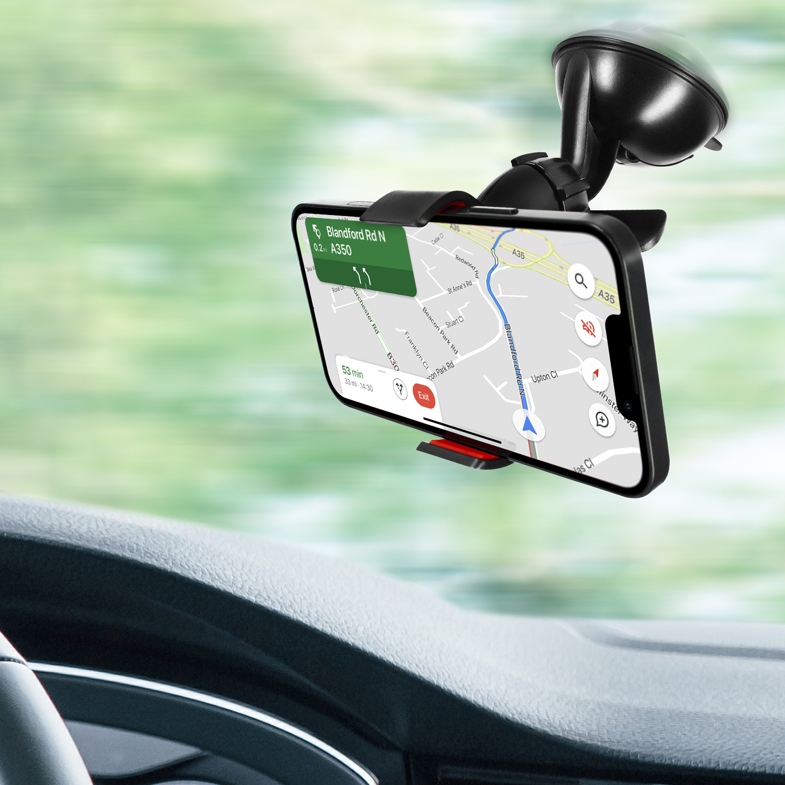 Smartphone GPS en voiture : support ventouse ou support grille d