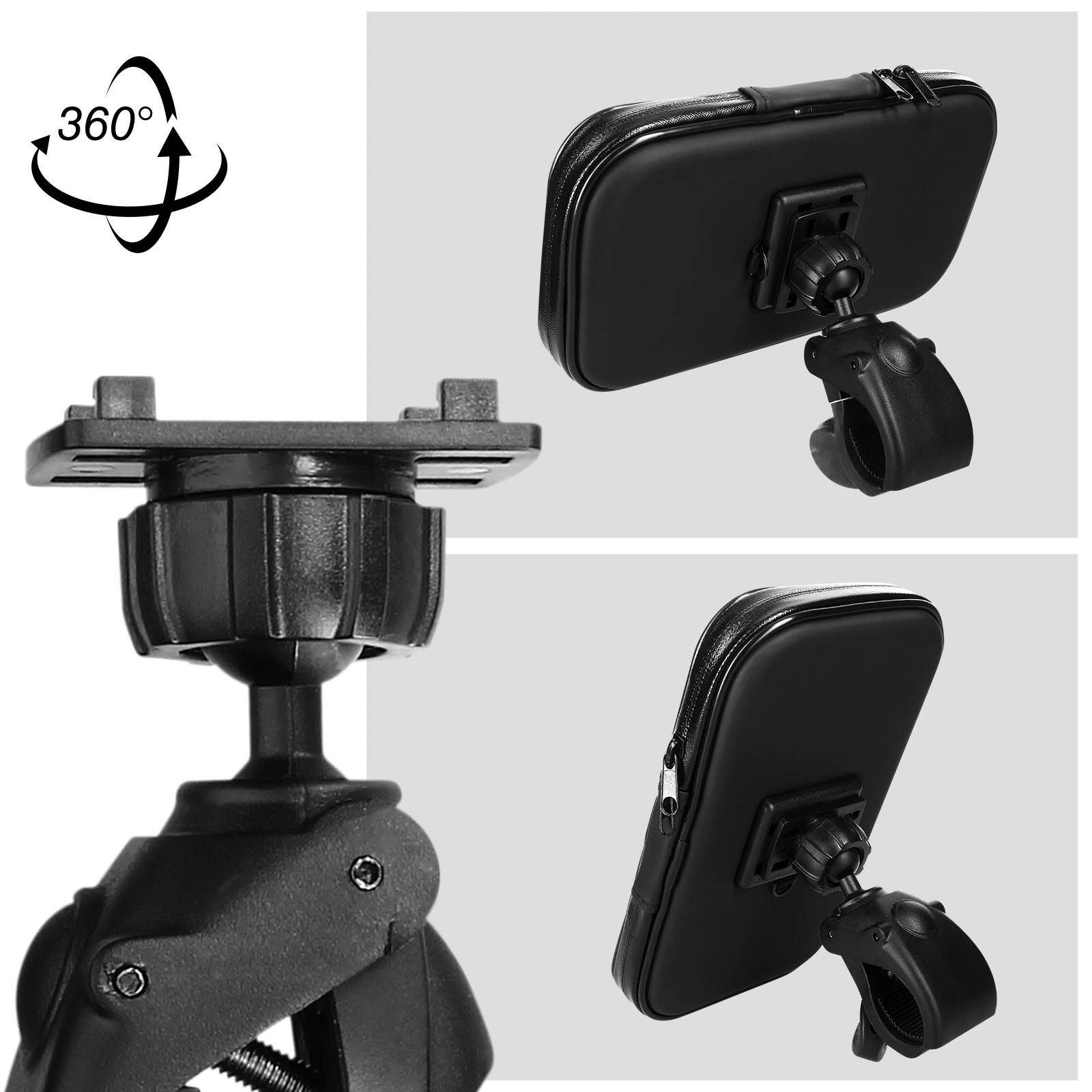 Support Vélo pour Smartphone Guidon Pince GPS Noir Universel 360 Rotatif  VTT Cyclisme Universel - Shot Case