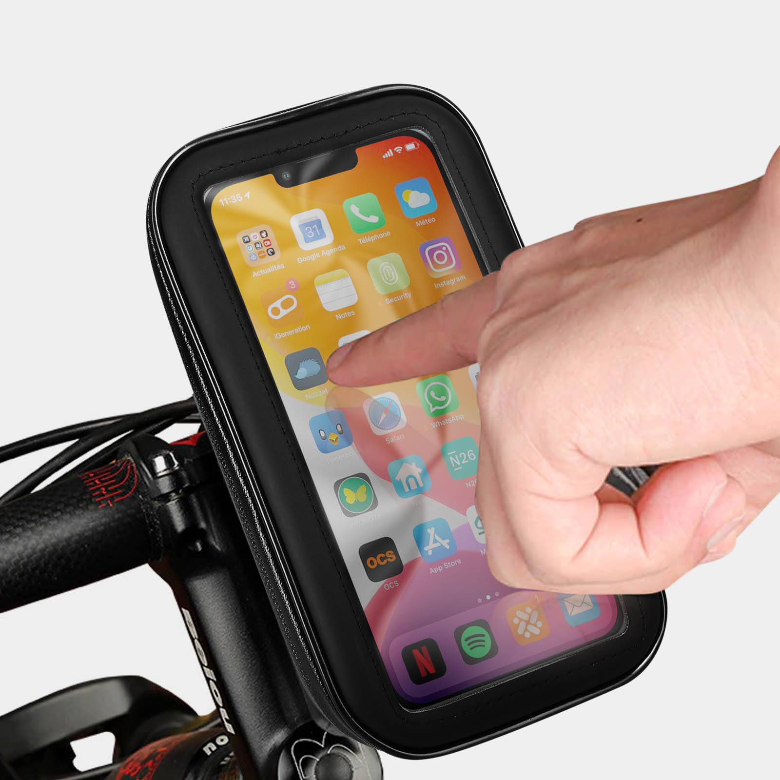 Soporte móvil bici o moto para el manillar orientable + funda impermeable  para Smartphones de hasta 6,9 pulgadas- Bigben Smart