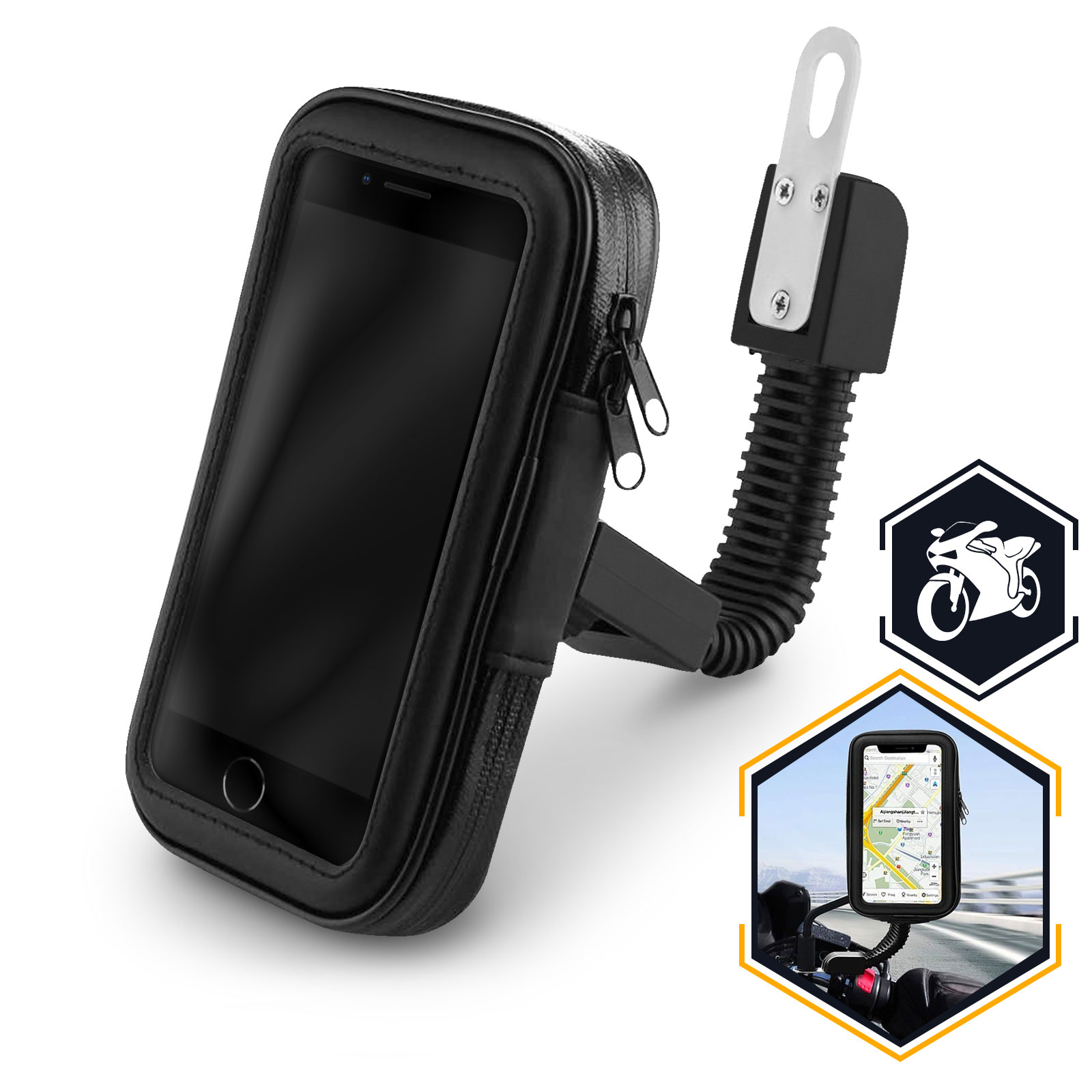 Avizar Support Vélo et Moto Smartphone Fixation guidon Housse étanche  zippée - Noir - Accessoires divers smartphone - LDLC