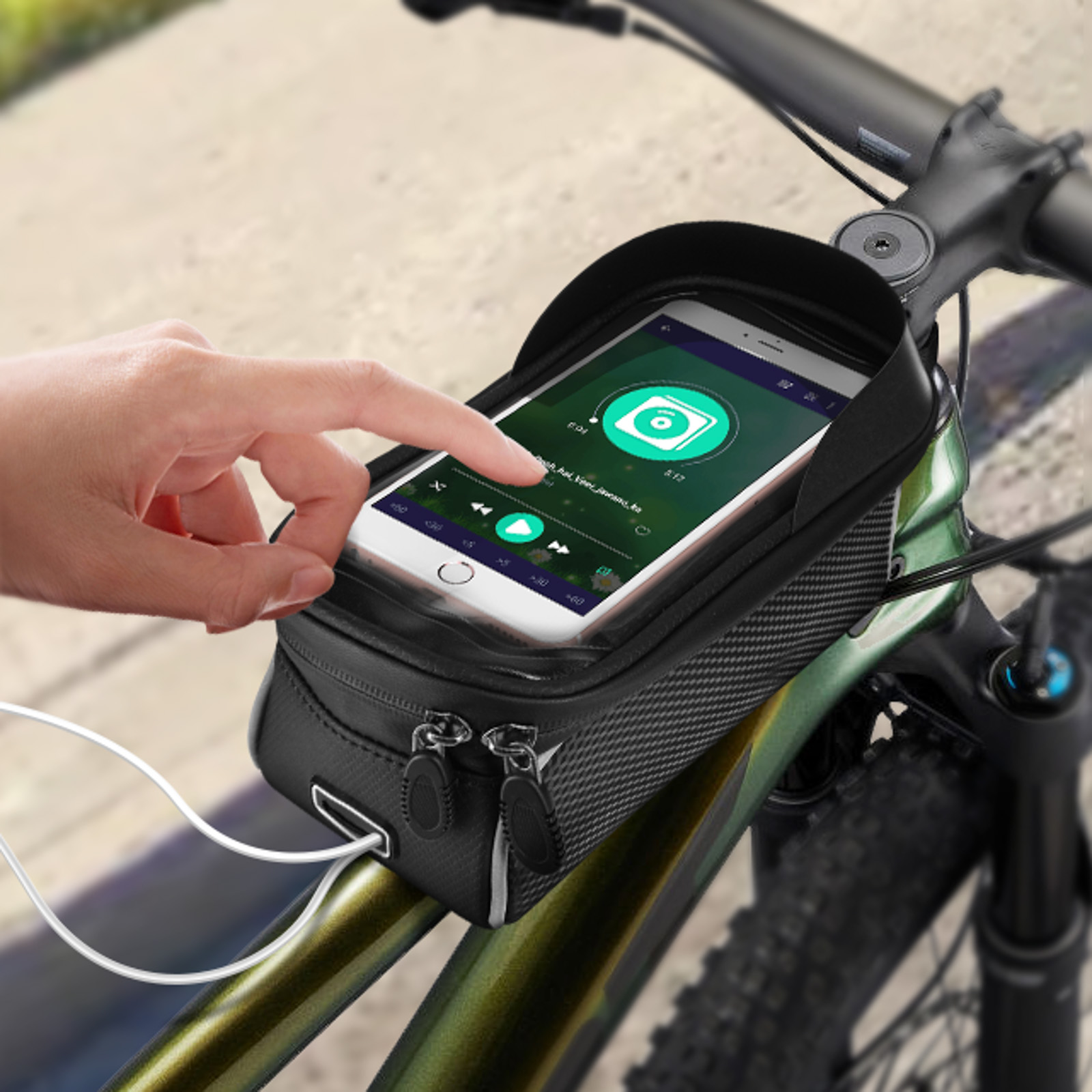 Sacoche Vélo avec Support pour Smartphone, Rigide et Étanche avec Espace de  Rangement - Noir - Français