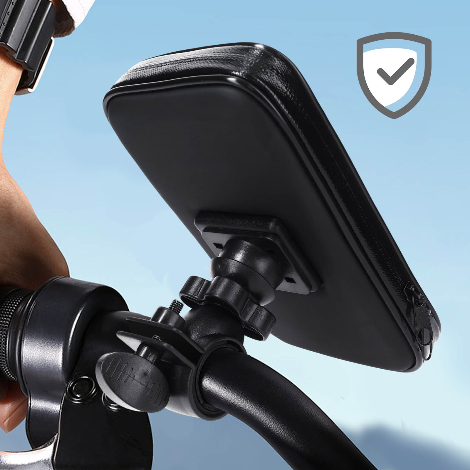 Support Vélo / Moto pour Smartphone jusqu'à 6.1 pouces, Housse Étanche -  Noir - Français