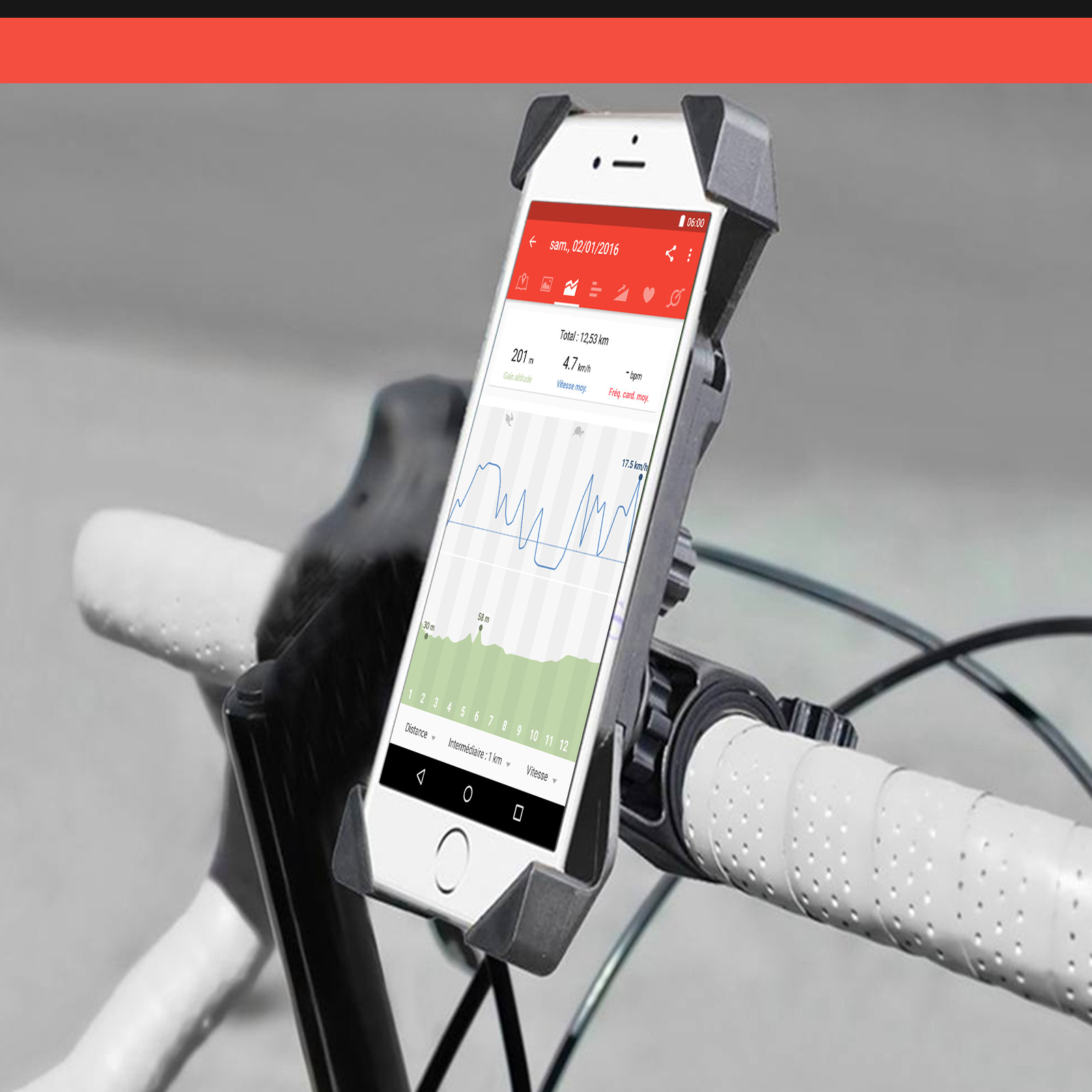Avizar Support Vélo Smartphone 55 à 100mm de largeur Fixation Guidon Acier  G-81 Rouge - Accessoires divers smartphone - LDLC