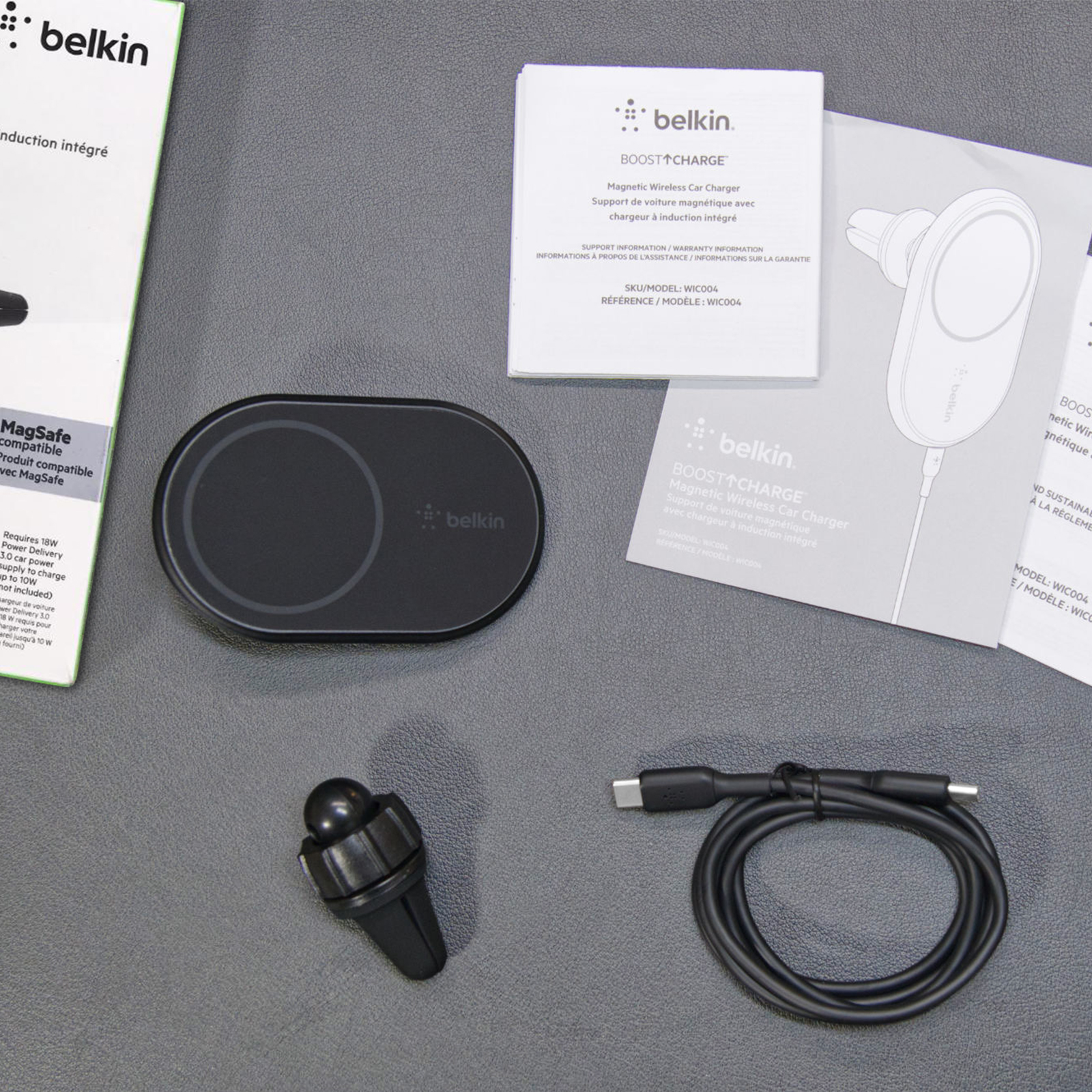 Chargeur de Voiture MagSafe Belkin Magnétique Sans fil 10W - Noir