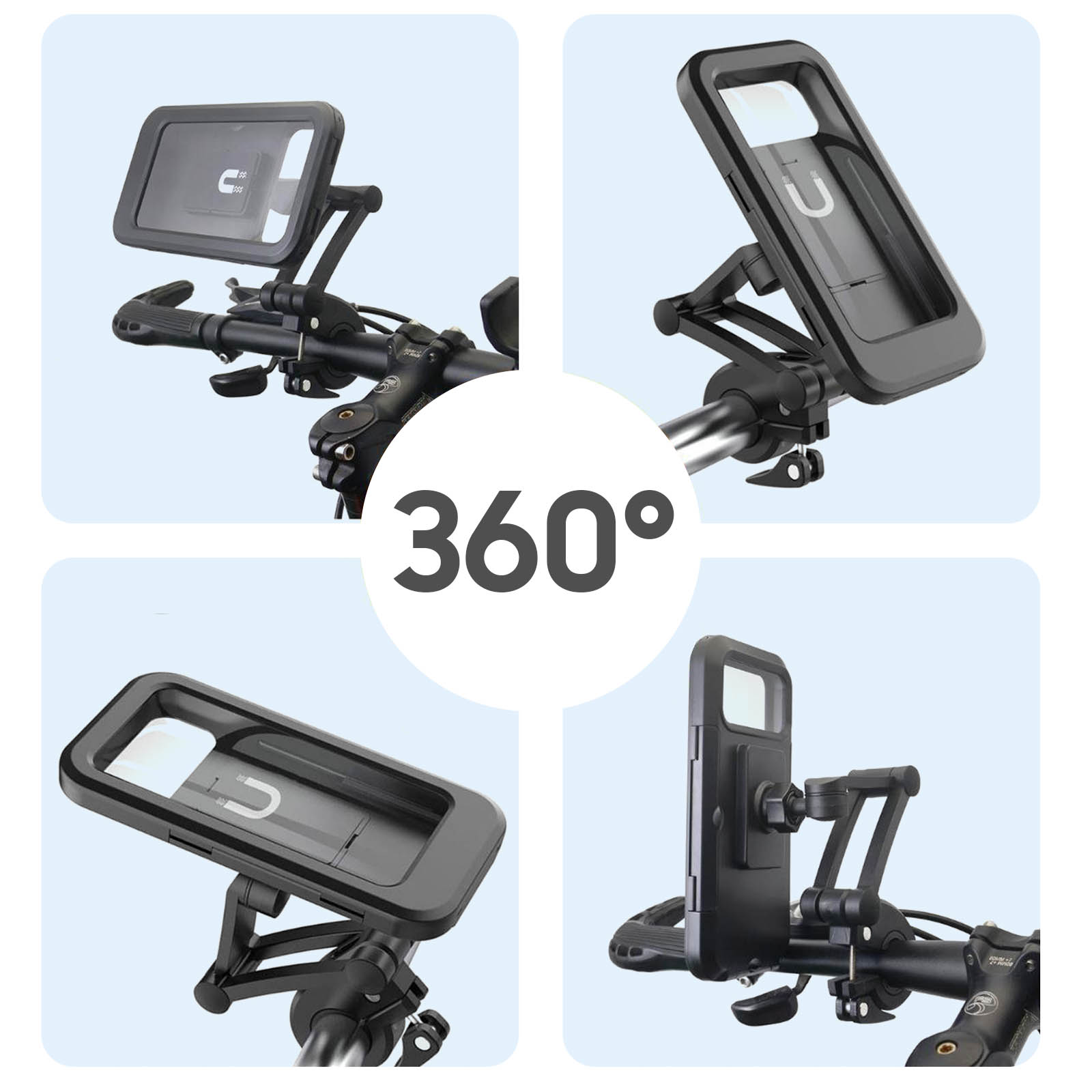 Support de Téléphone Portable Étanche et Réglable à 360 ° pour