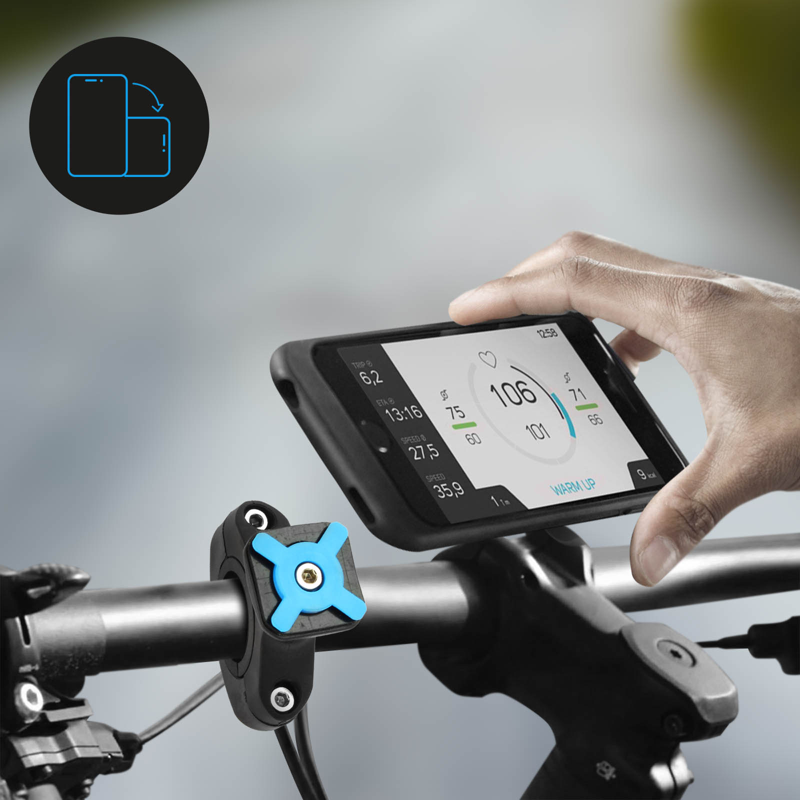 Support Vélo Smartphone + Adaptateur SecureLock, Fixation Guidon, Mobilis  U.Fix Bike Handlebar Kit - Français