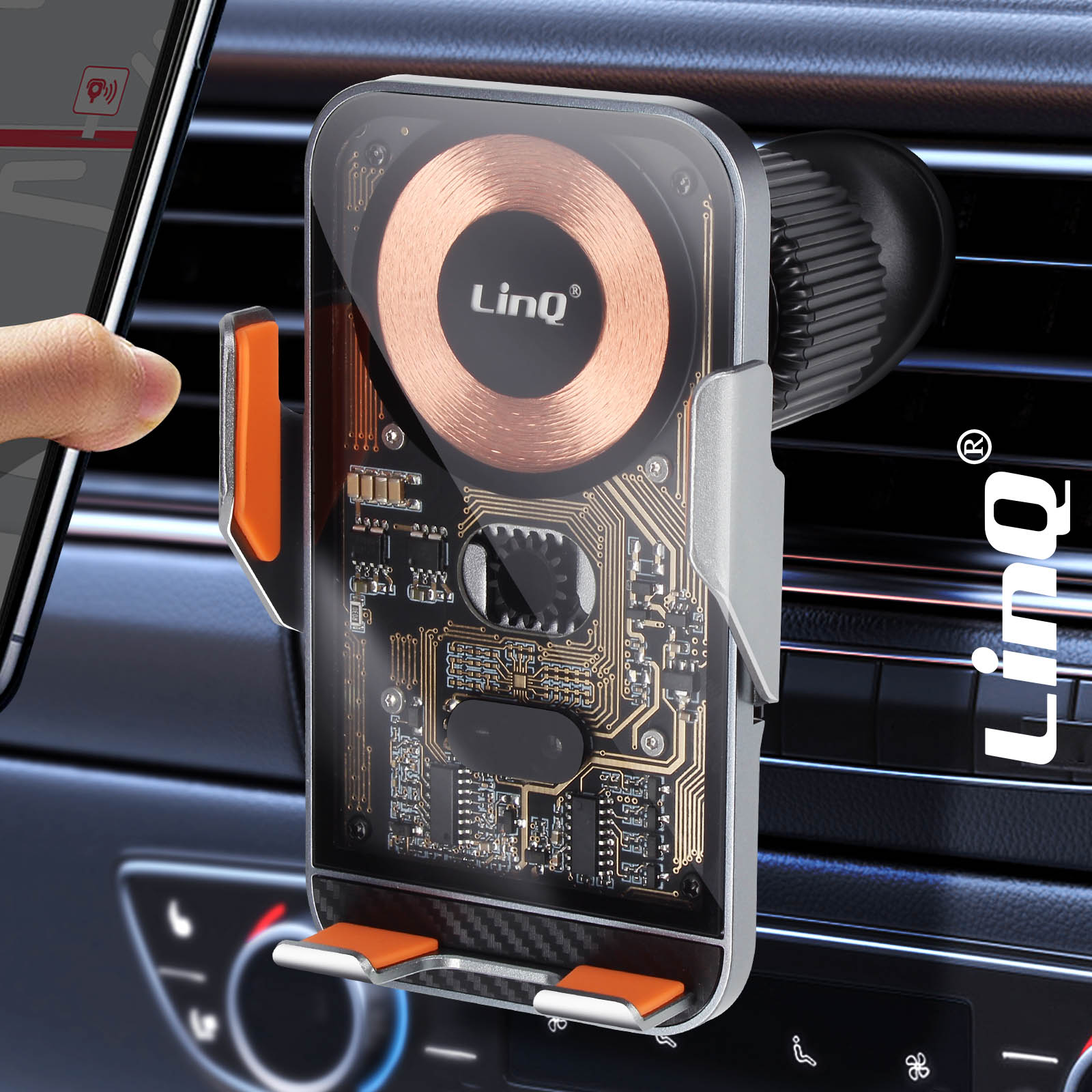 Accezz Support de téléphone de voiture pour iPhone 14 Pro Max - Chargeur  sans fil - Tableau de bord et pare-brise - Noir