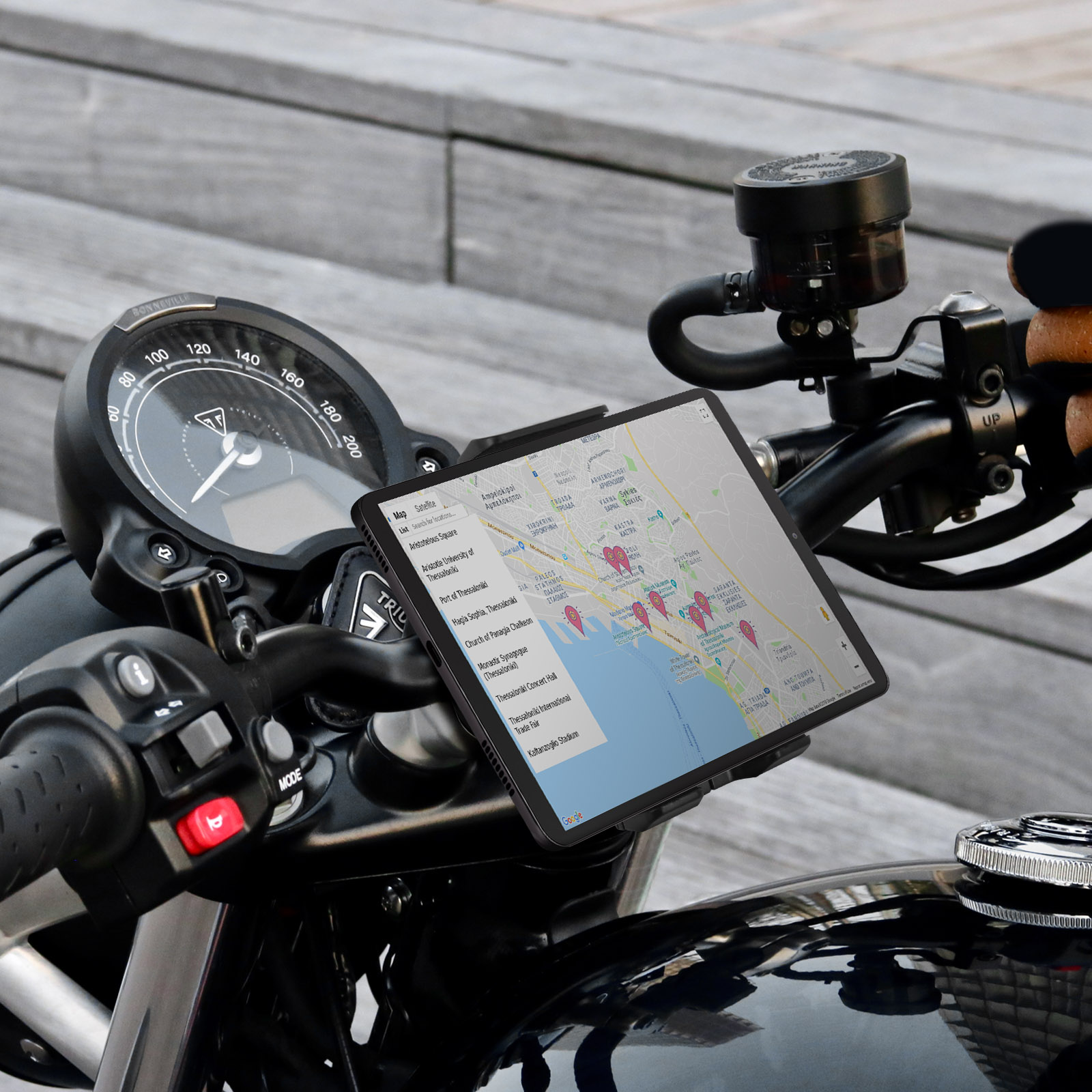 Soporte teléfono/tablet manillar, sujeción asa para moto, bicicleta,  cochecito, cinta de correr LinQ - Negro - Spain