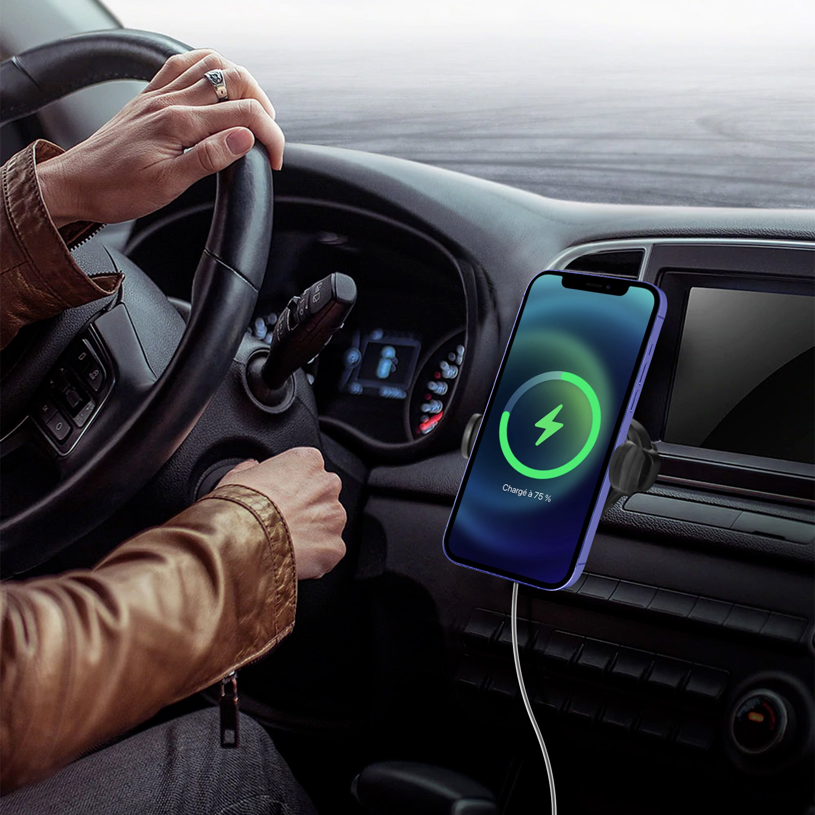 360° drehbare Autohalterung mit MagSafe-Halter für iPhone, Muvit