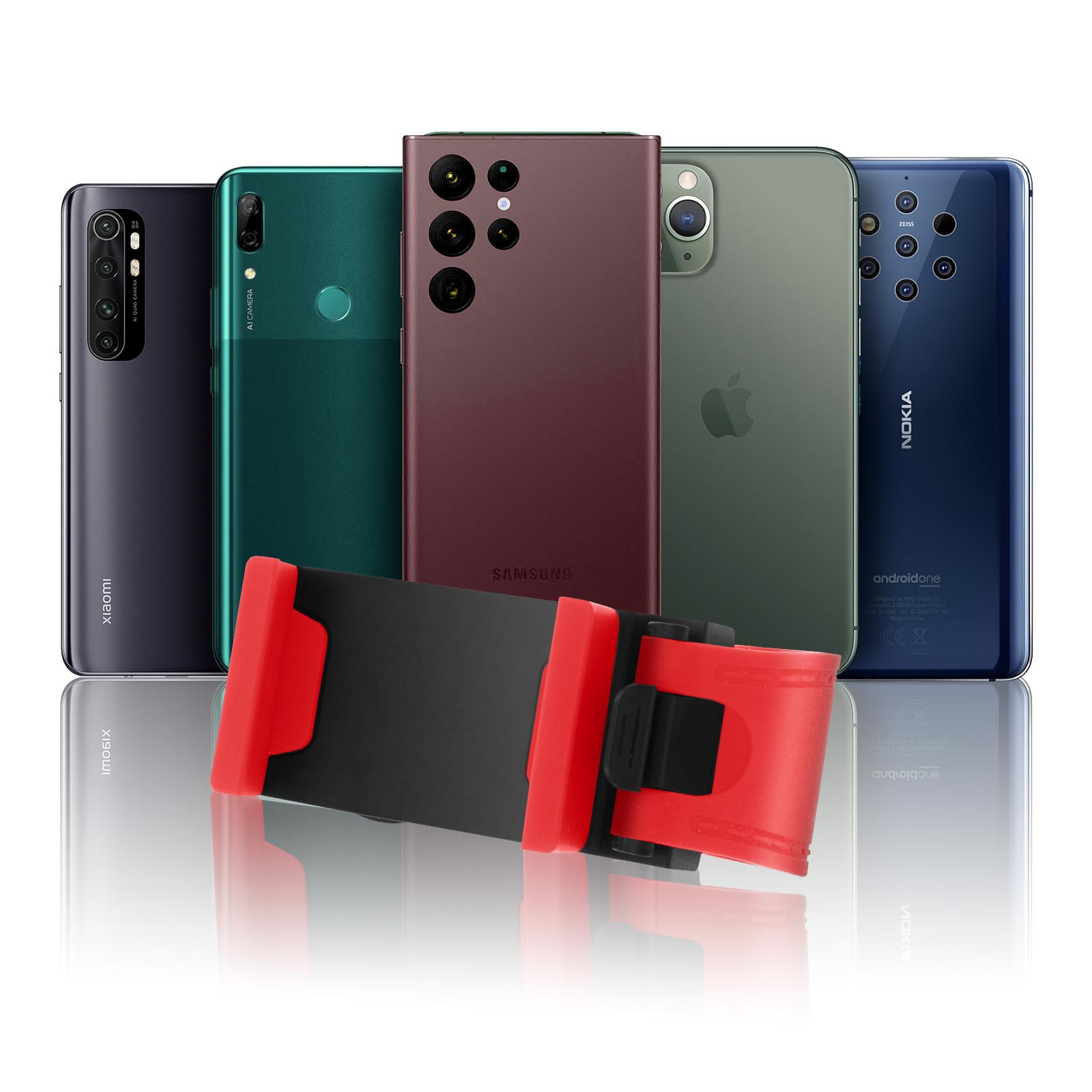 Lenkrad-Halterung KFZ-Halterung für Smartphones – Schwarz / Rot
