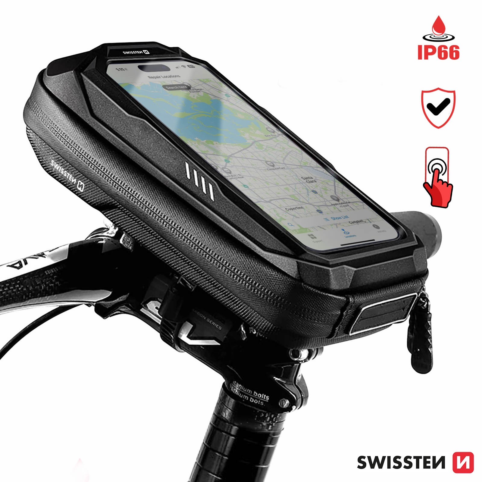 Support Universel Smartphone Nomade pour Vélo, Noir, Samsung Galaxy S20