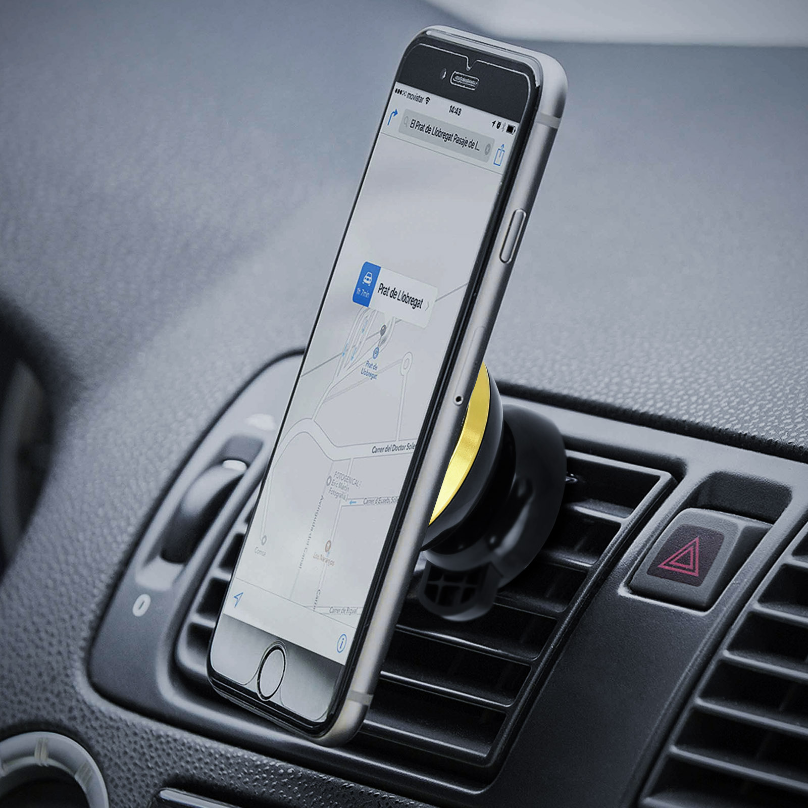 iMoshion Support de téléphone pour voiture pour Samsung Galaxy S21 -  Réglable - Universel - Carbone - Grille de ventilation - Noir