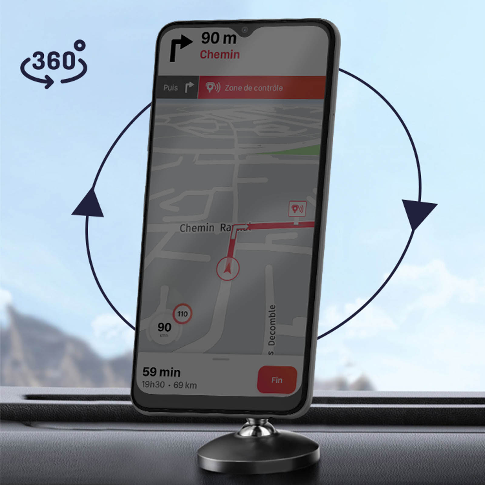 Support Voiture Magnétique 360°, Fixation Tableau de Bord pour Smartphone -  Wiwu - Français