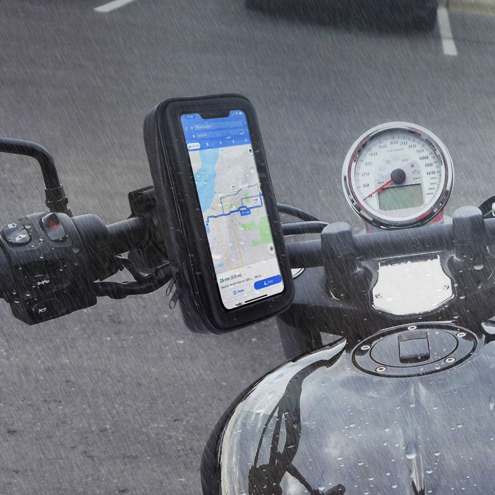Housse Etui Etanche & Tactile Support Téléphone GPS Vélo Moto Scooter Quad  T XL - Équipement moto