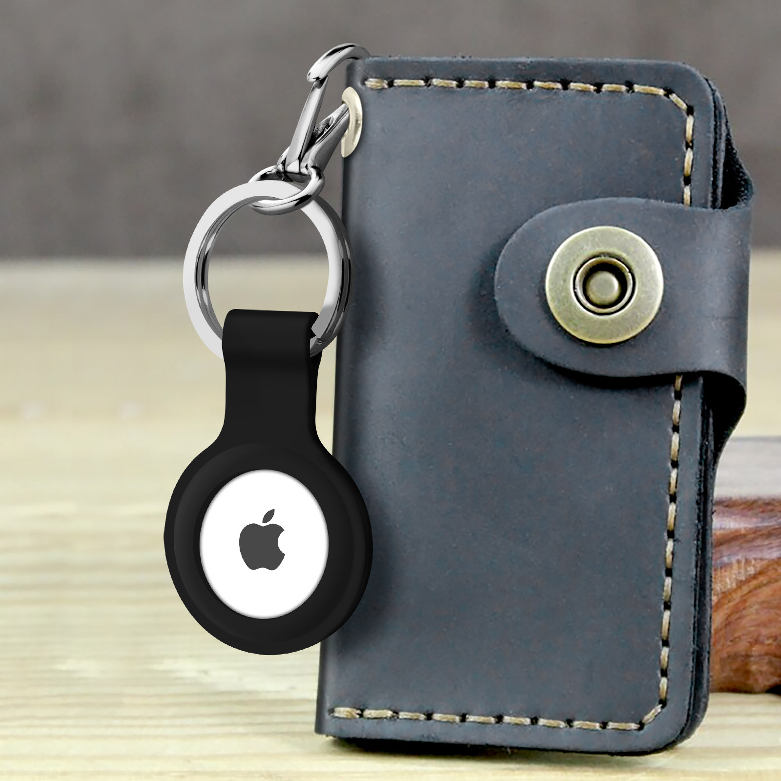 Giner Compatible avec Apple AirTag avec porte-clés, étui de protection  robuste en cuir synthétique avec porte-clé pour localisateur Apple AirTags