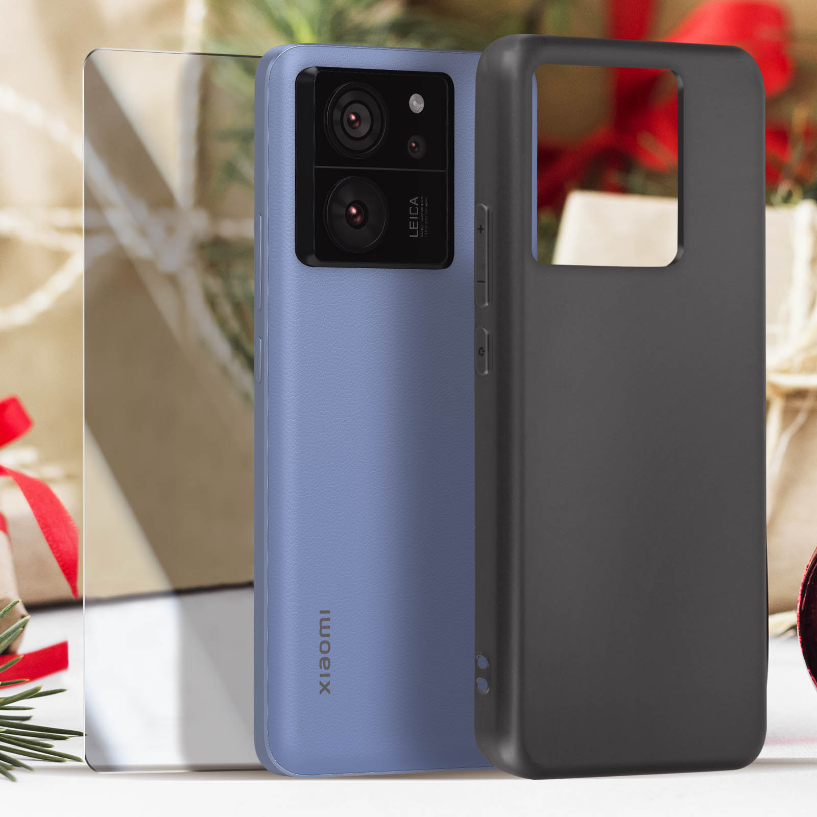 Set de regalo de Navidad para Xiaomi 13T y 13T Pro, Funda Negro + Cristal  templado - Spain