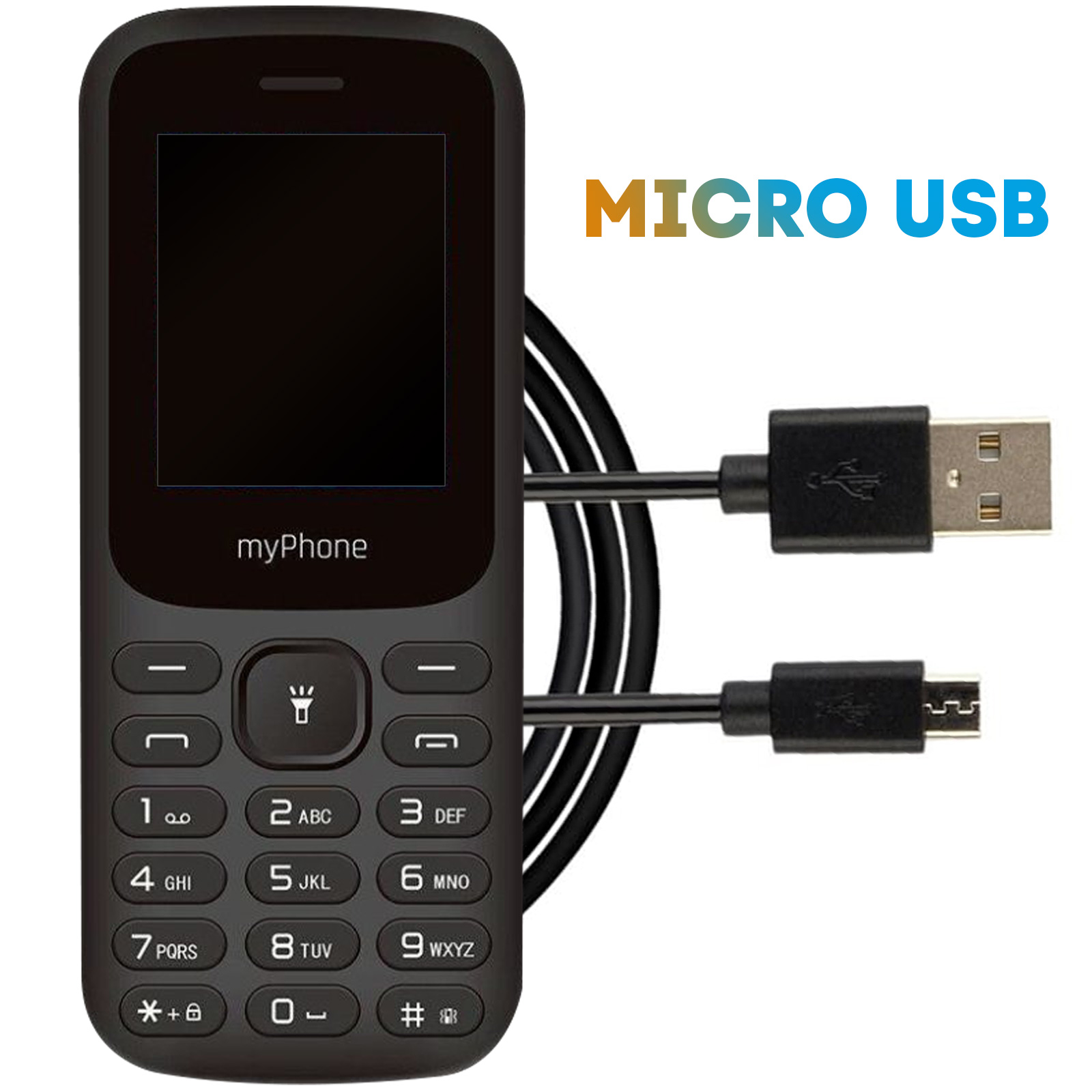 Téléphone myPhone série 2220, Léger et Compact Noir Carbone Français