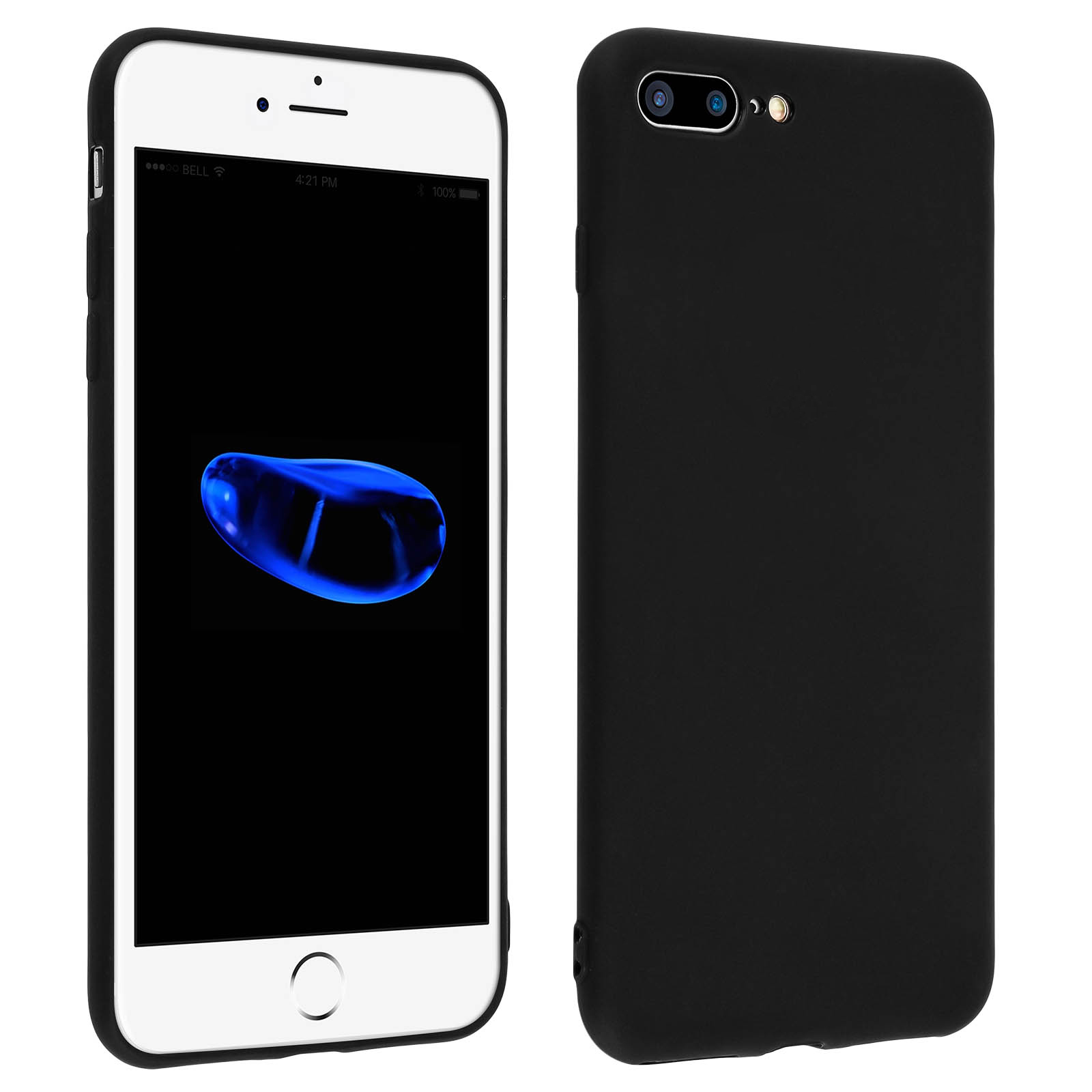 Coque silicone gel noir mate ultra fine pour iPhone 7 Plus iPhone 8 Plus Francais