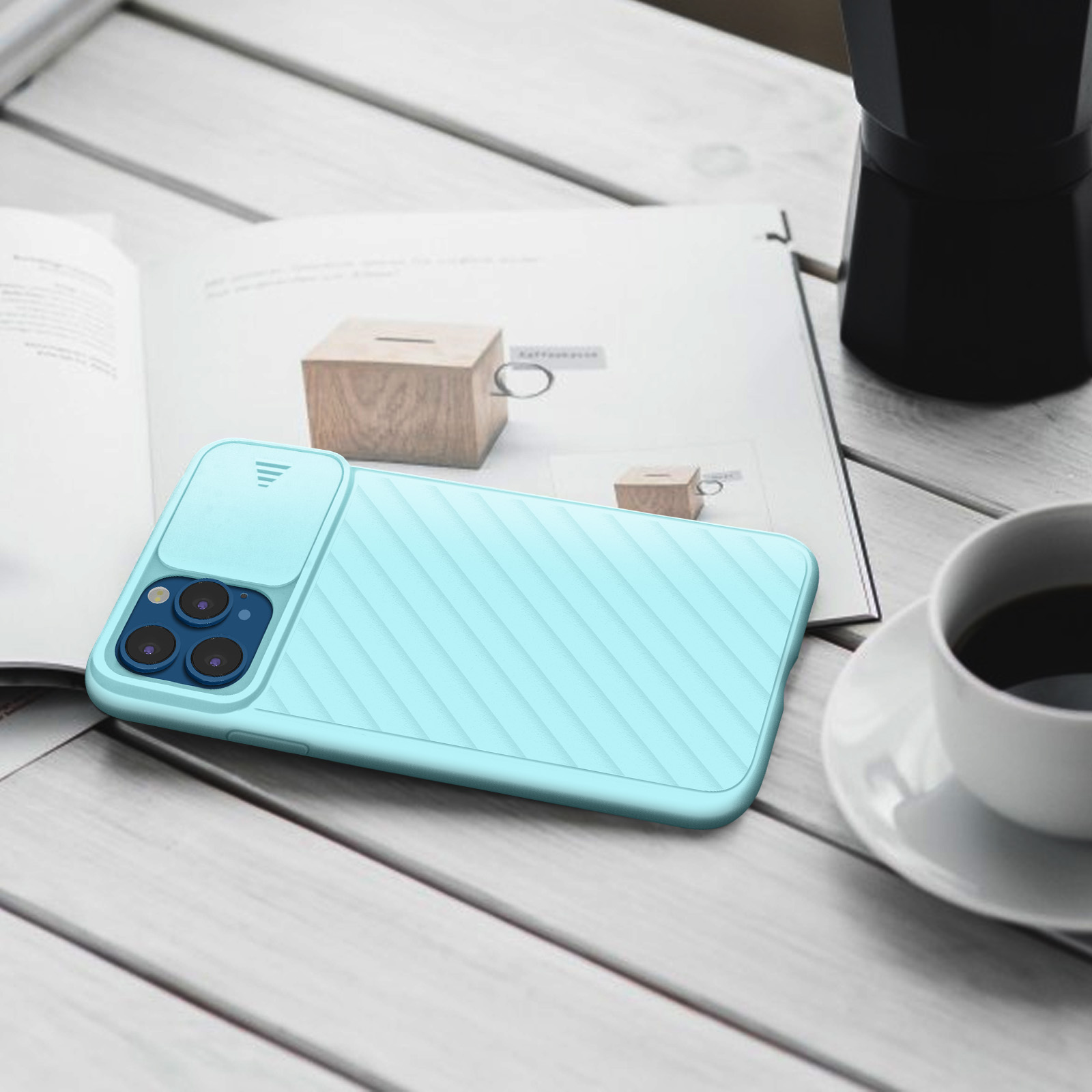 Coque iPhone 12 Pro Max avec Cache Caméra Coulissant, Protection en  Silicone Gel Soft-touch - Bleu - Français