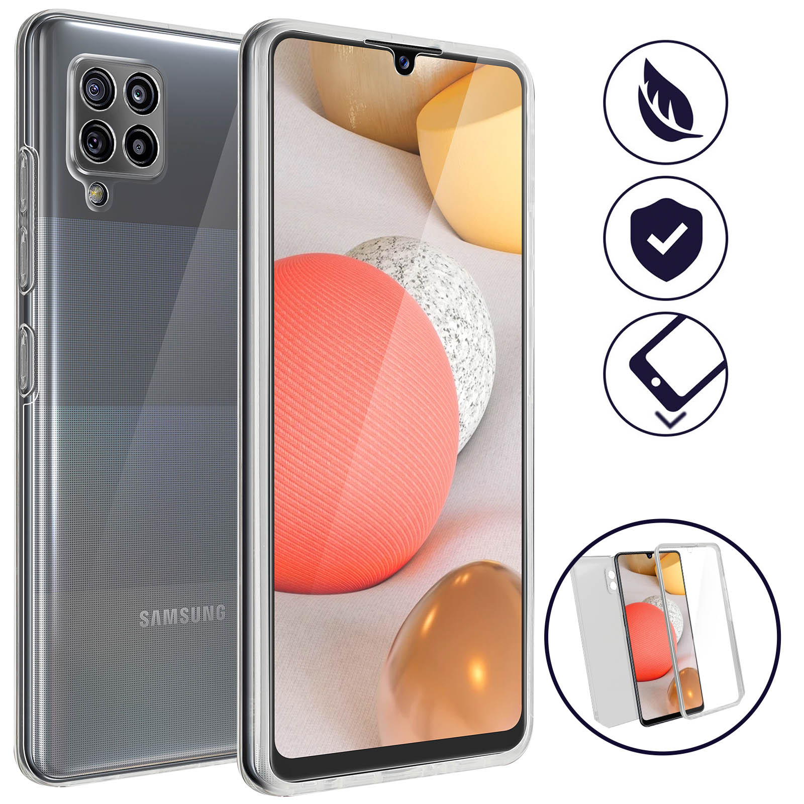Pack Protection Samsung Galaxy A42 5G : Coque Transparente + Film Verre  trempé, 4Smarts - Français