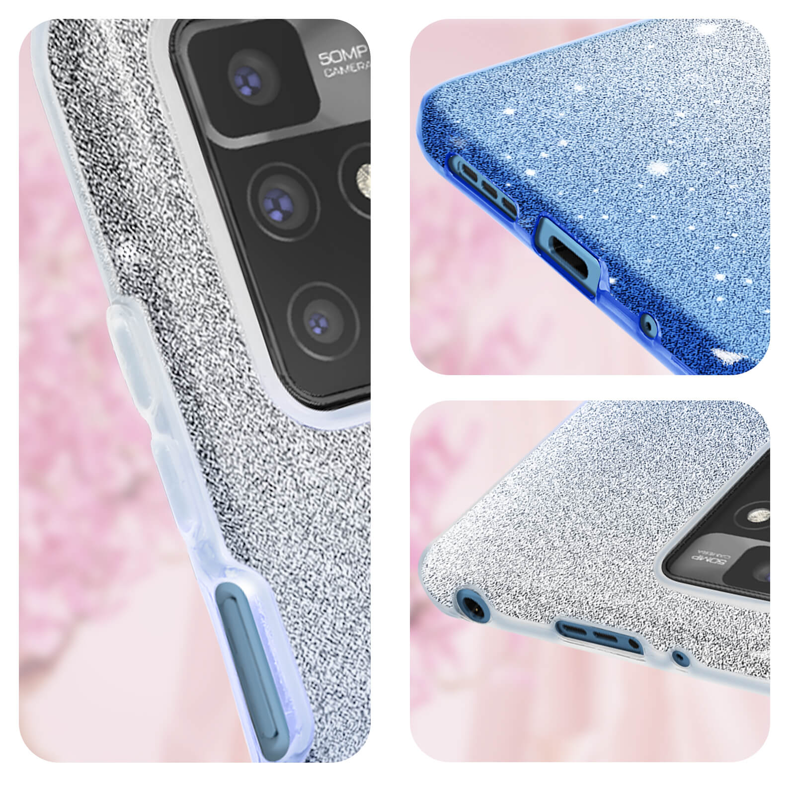 Carcasa Purpurina Xiaomi Redmi 10 y 10 2022 Silicona gel capa rígida - Azul  - Spain