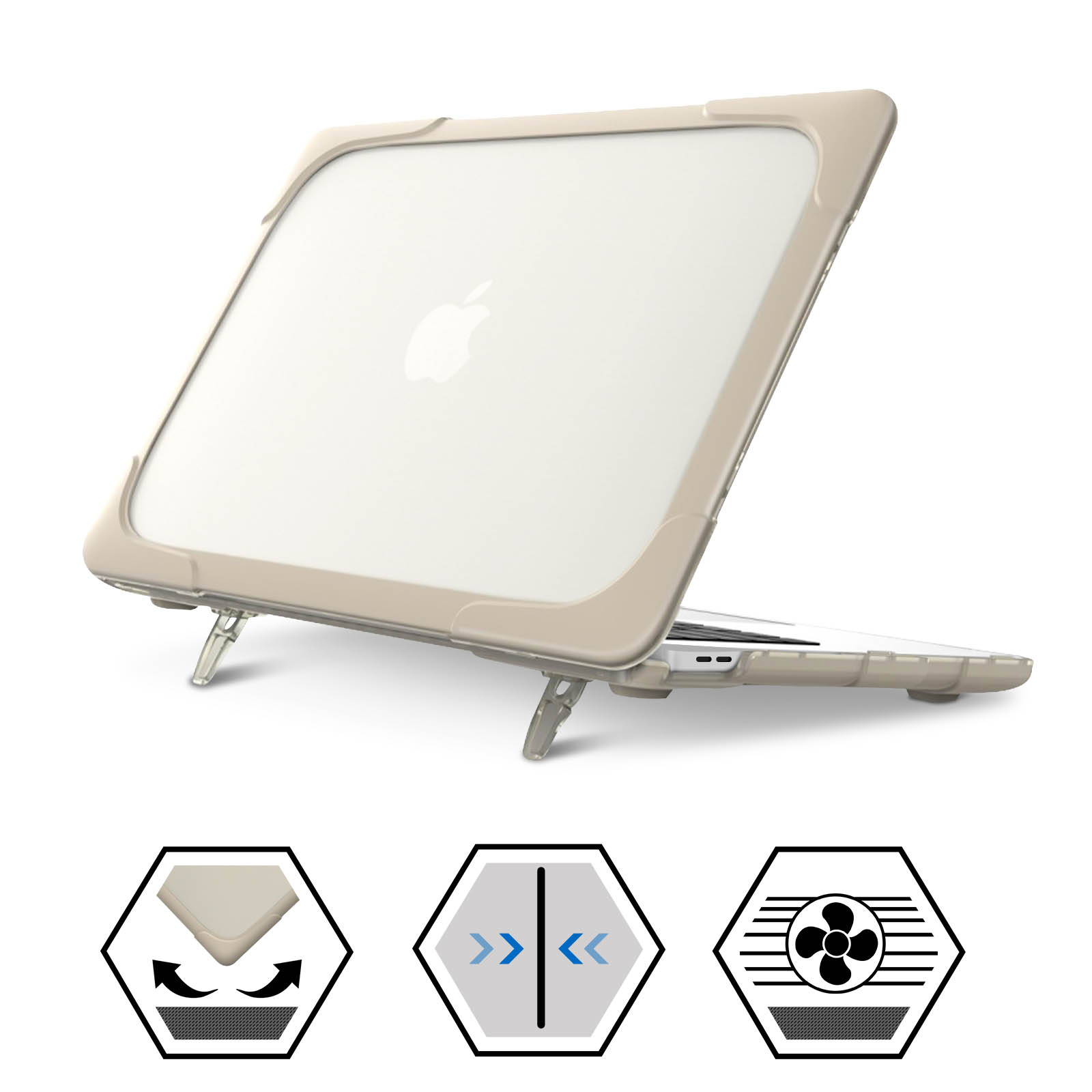 Coque Macbook Pro 13'' 2020 Protection Intégrale Rigide, Contour Silicone -  Beige - Français