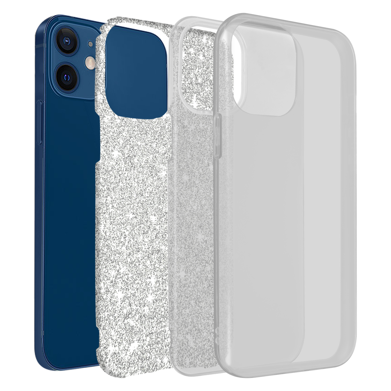 Funda Carcasa iPhone 12 Mini Purpurinas de Silicona Flexible – Plata - Spain