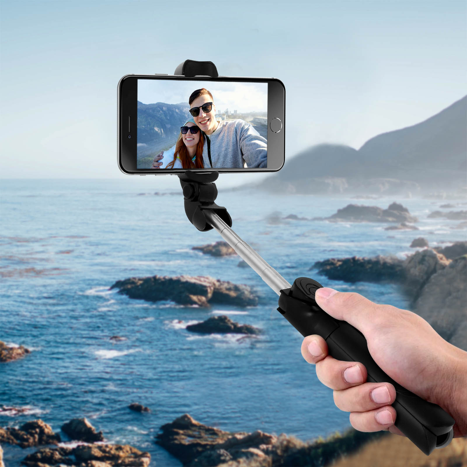 INFLUENCE - Perche a selfie Bluetooth 2 en 1 - noir