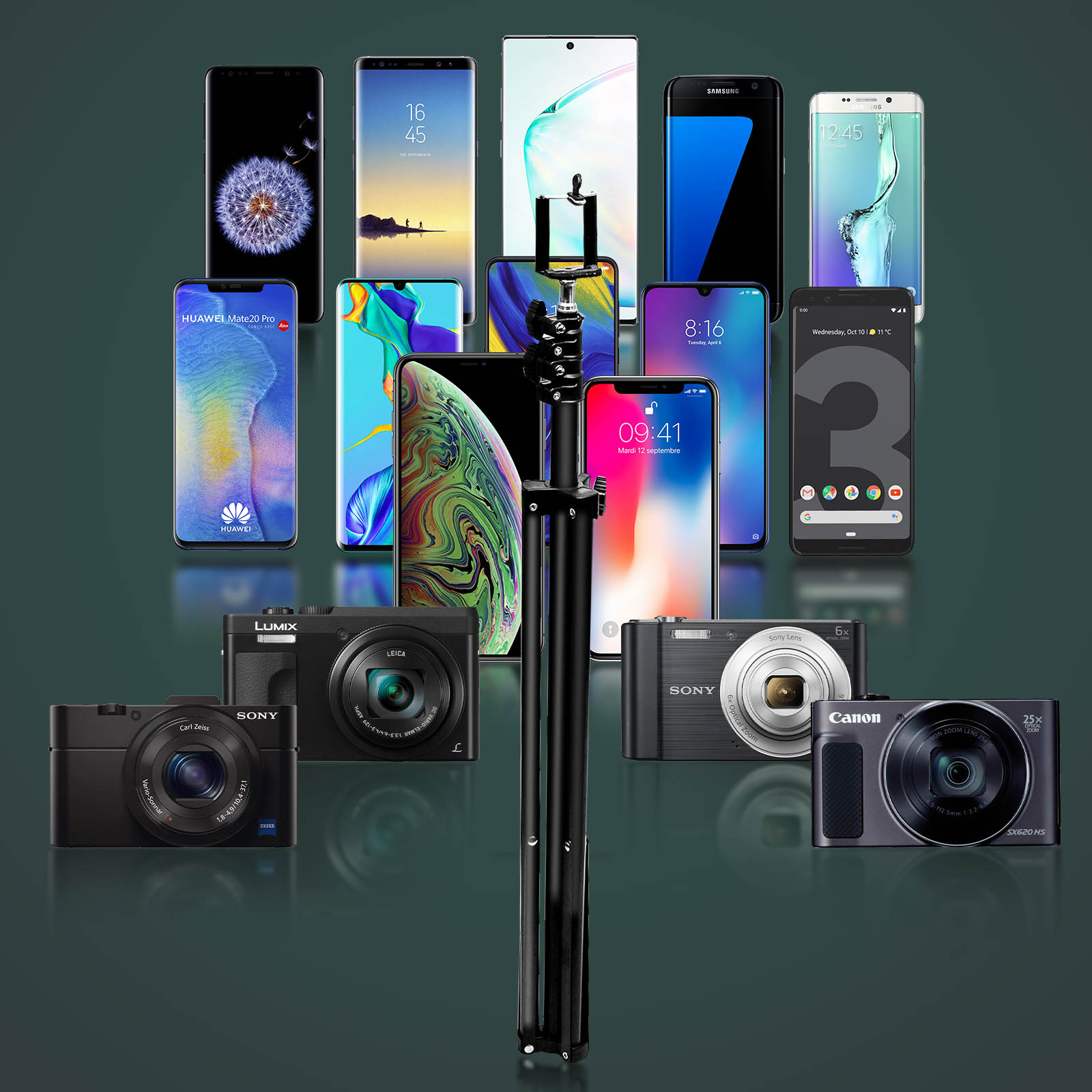 Trépied smartphone, caméra, appareil photo ajustable de 48 cm à 145 cm linq  noir TREP-LINQ-J3257 - Conforama