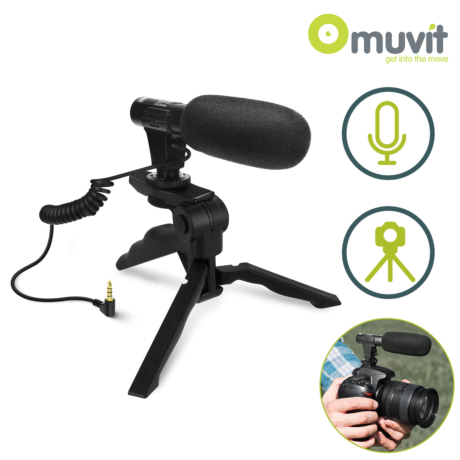 Microfono omnidirezionale professionale per smartphone / fotocamera, jack  3,5 mm, treppiedi per Vlog, e video - Italiano