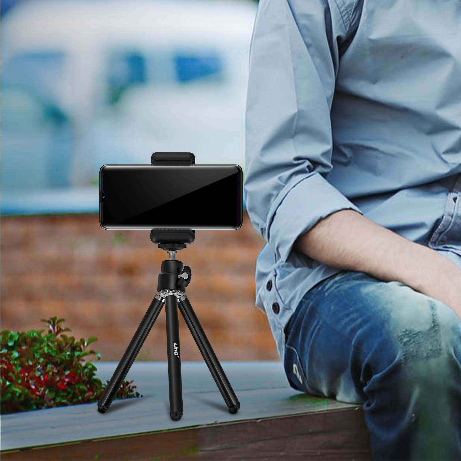 Mini Trépied Photo Smartphone Rotatif à 360°, LinQ - Noir - Français